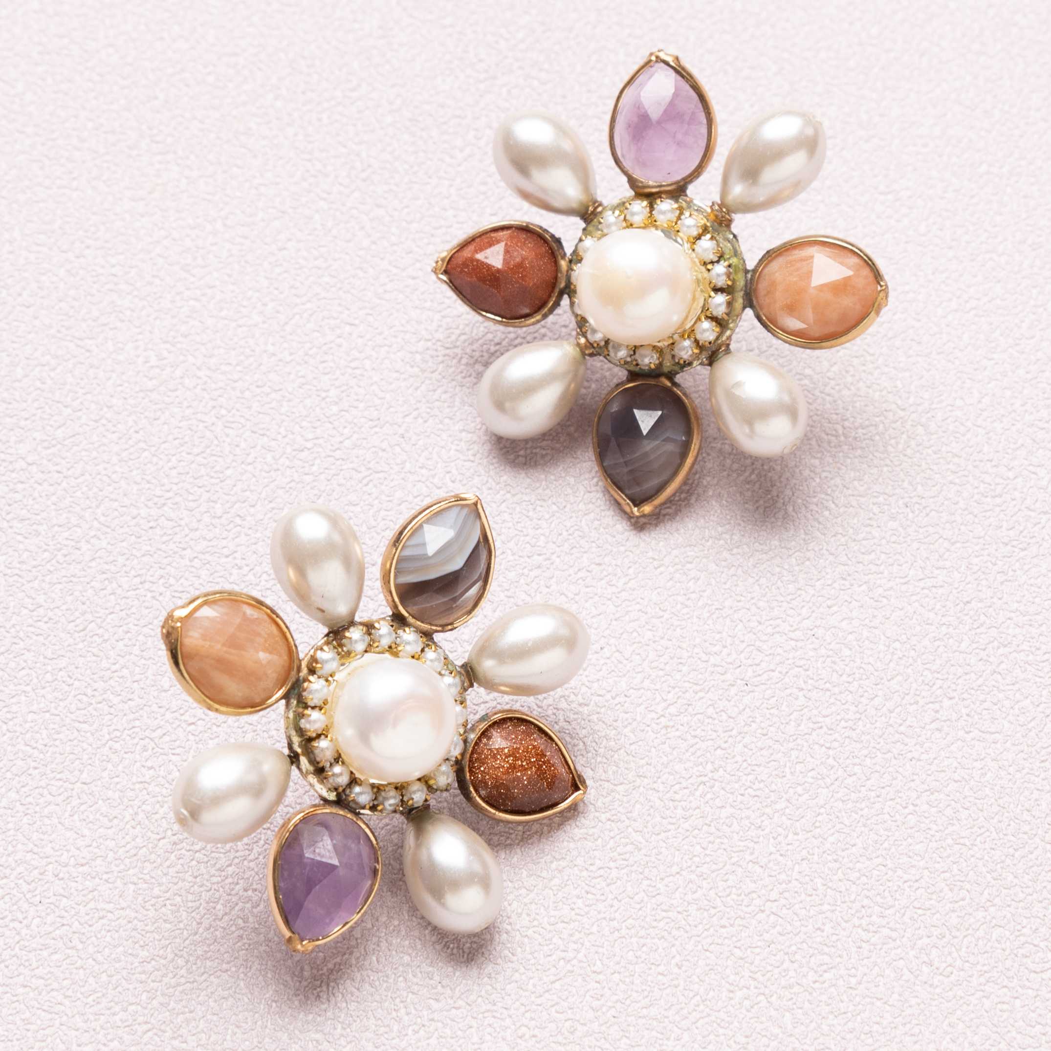 Rose Quartz Floral Stud Earrings (Cindy Selected)