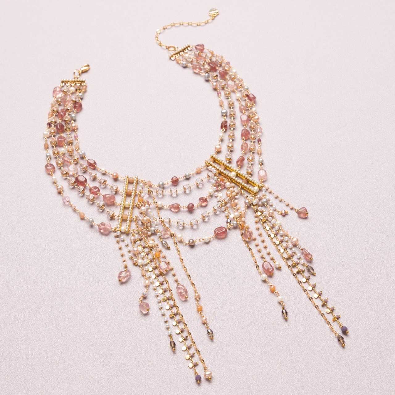 Rose Quartz Statement Necklace (Cindy Selected)