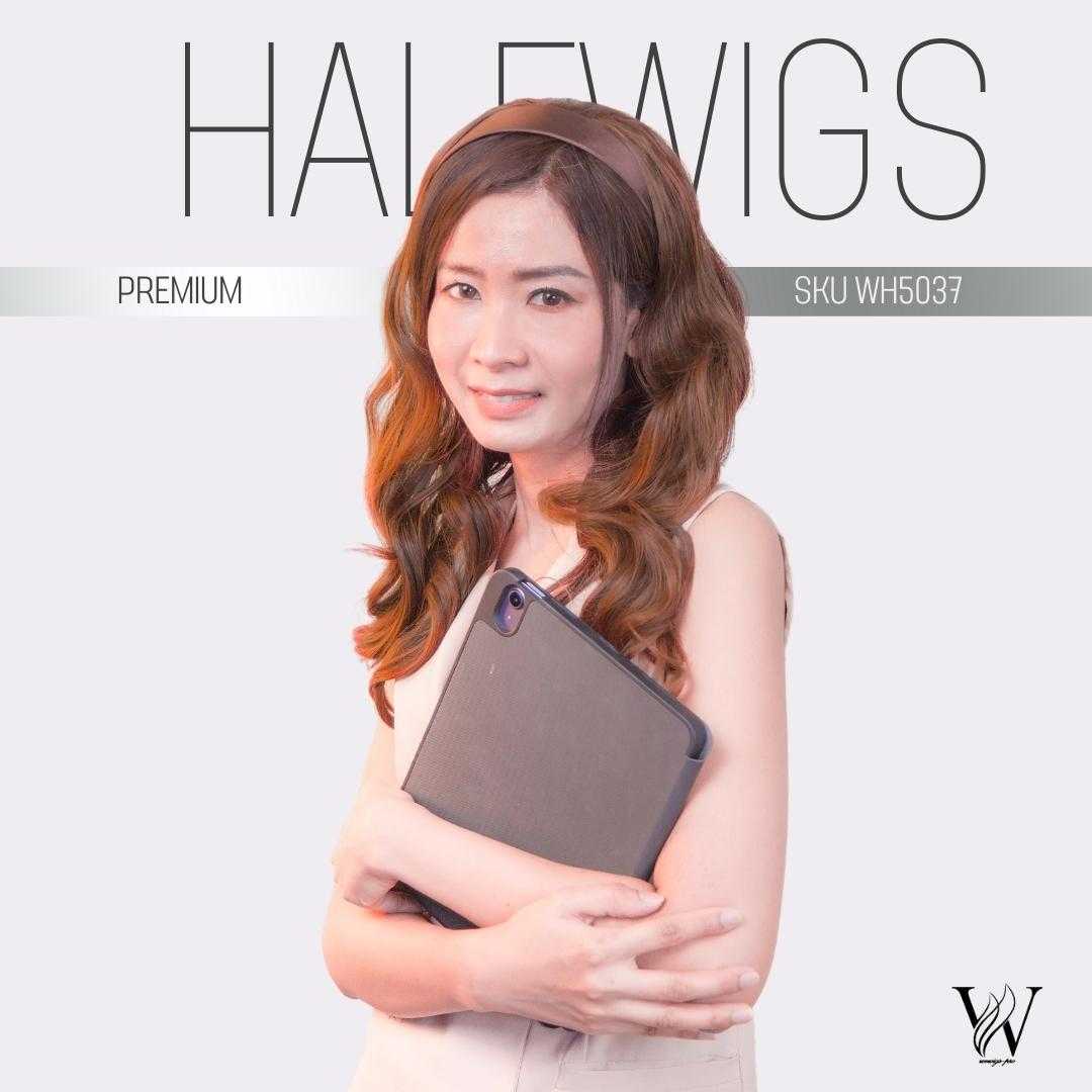 HALFWIGS ฮาฟวิกดัดลอนแบบคาดผม ความยาว 55 cm. วิกผมไหมเกาหลีเกรดพรีเมียม WH5037