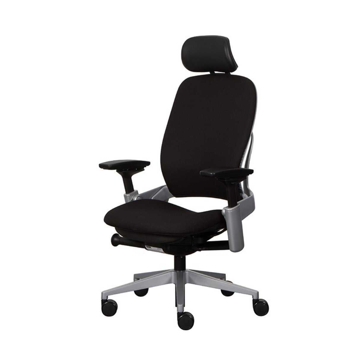 Modernform เก้าอี้ Steelcase รุ่น Leap พนักพิงสูง เบาะสีเทา โครงเงิน พนักพิงสูง