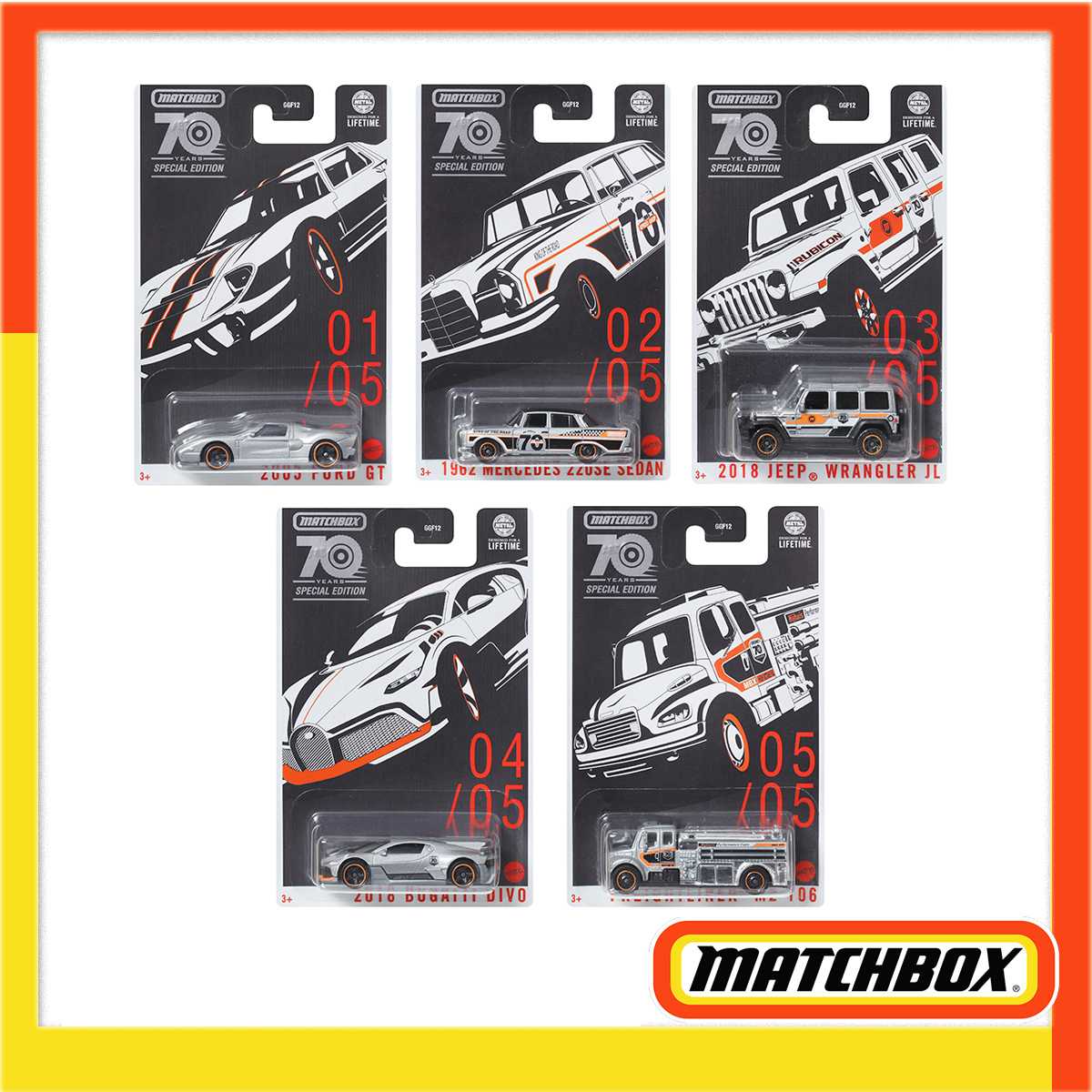 Matchbox 70th Anniversary Theme Assortment ครบ 5 แบบ ยกลัง (GGF12-956T)
