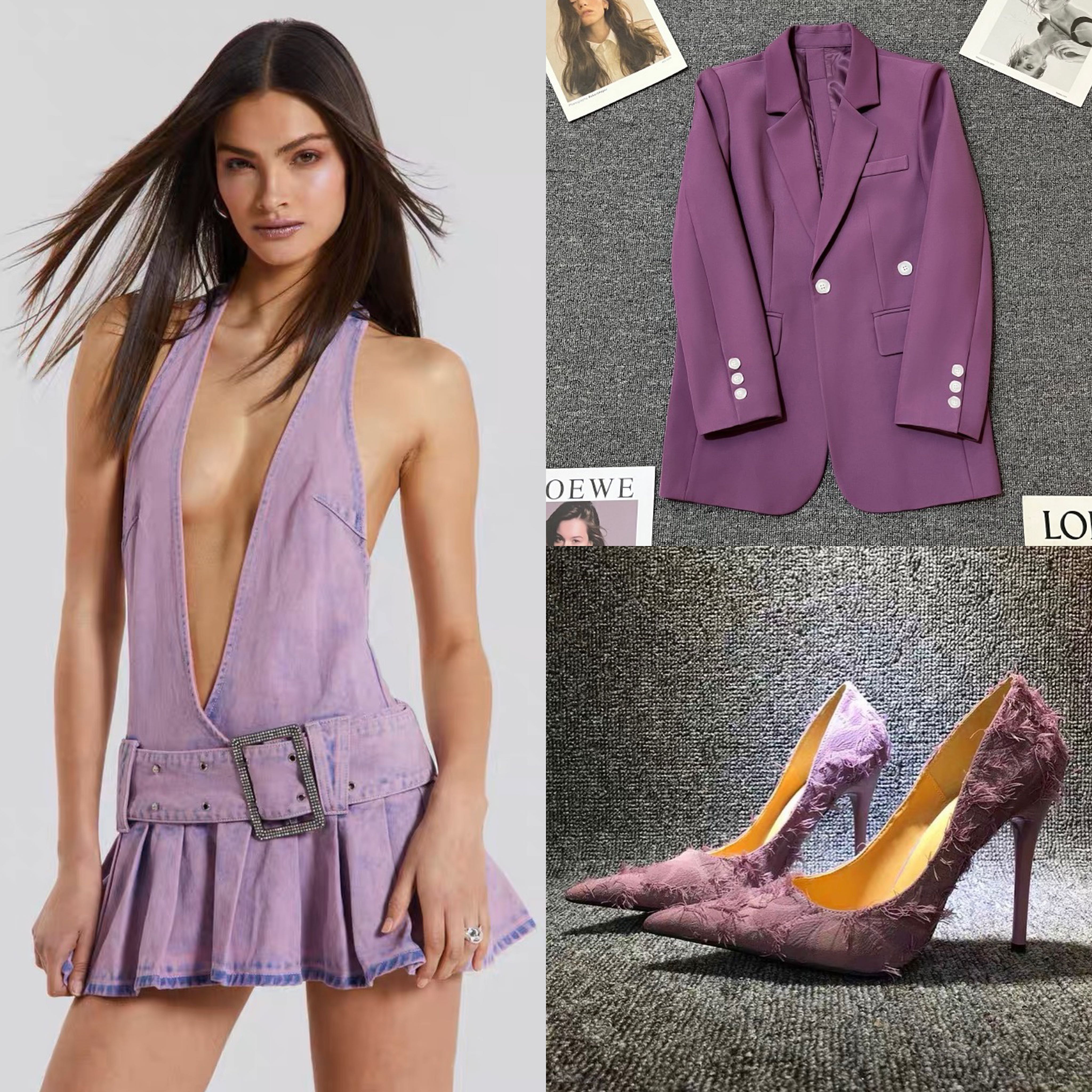 #V007TI9 Blazer+Dress+Heels