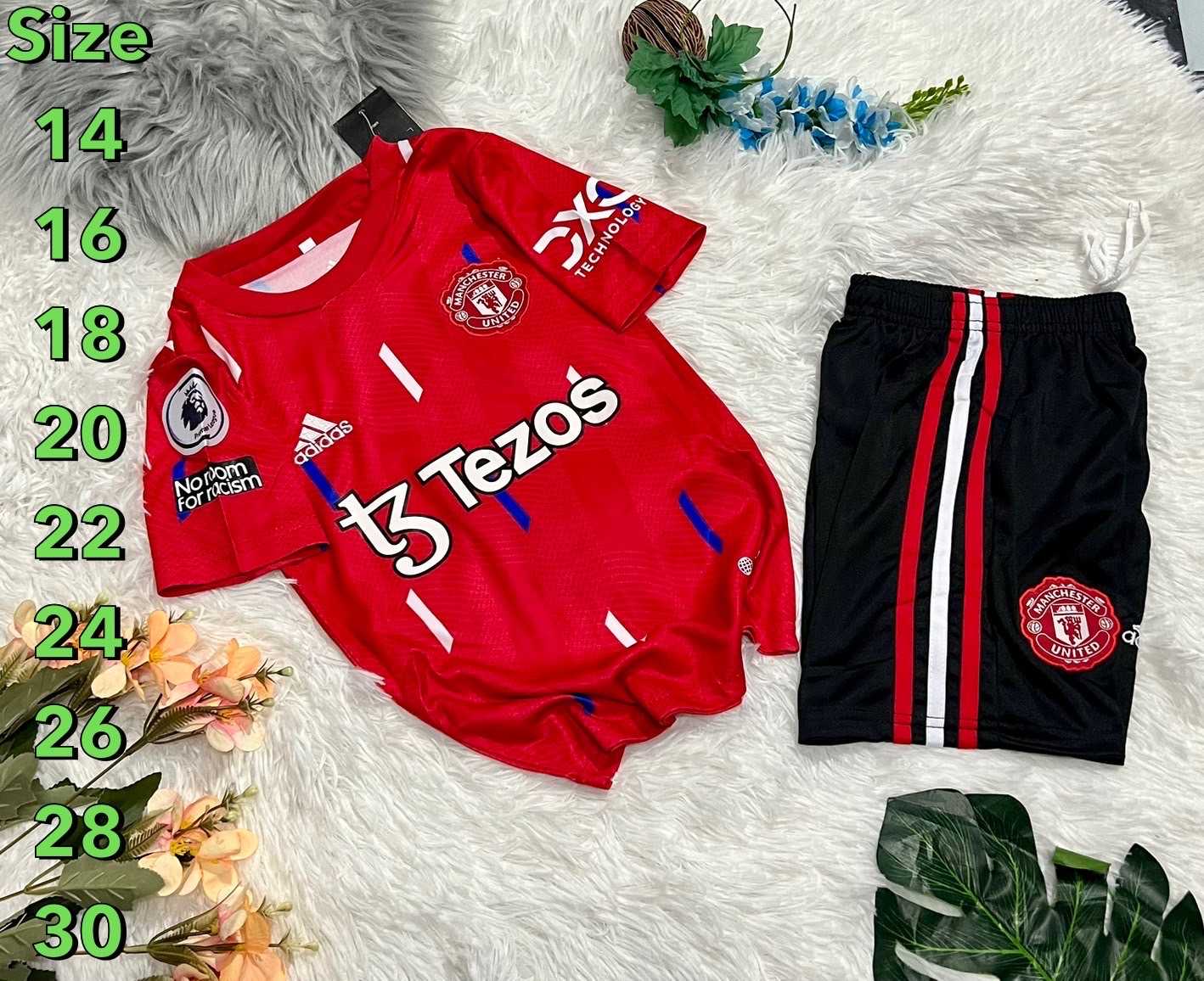 [[กดสั่งซื้อได้เลย]] ชุดเด็ก แมนยู สีแดงลาย รุ่นปี 2023-24 [รหัส MAN-3249]