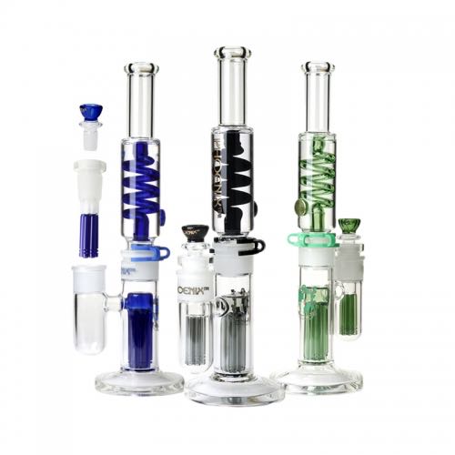 Phoenix Star w/ 6 Arms Tree Perc and 6 Arms Downstem Ash Catcher Glycerin Coil | 37 cm
