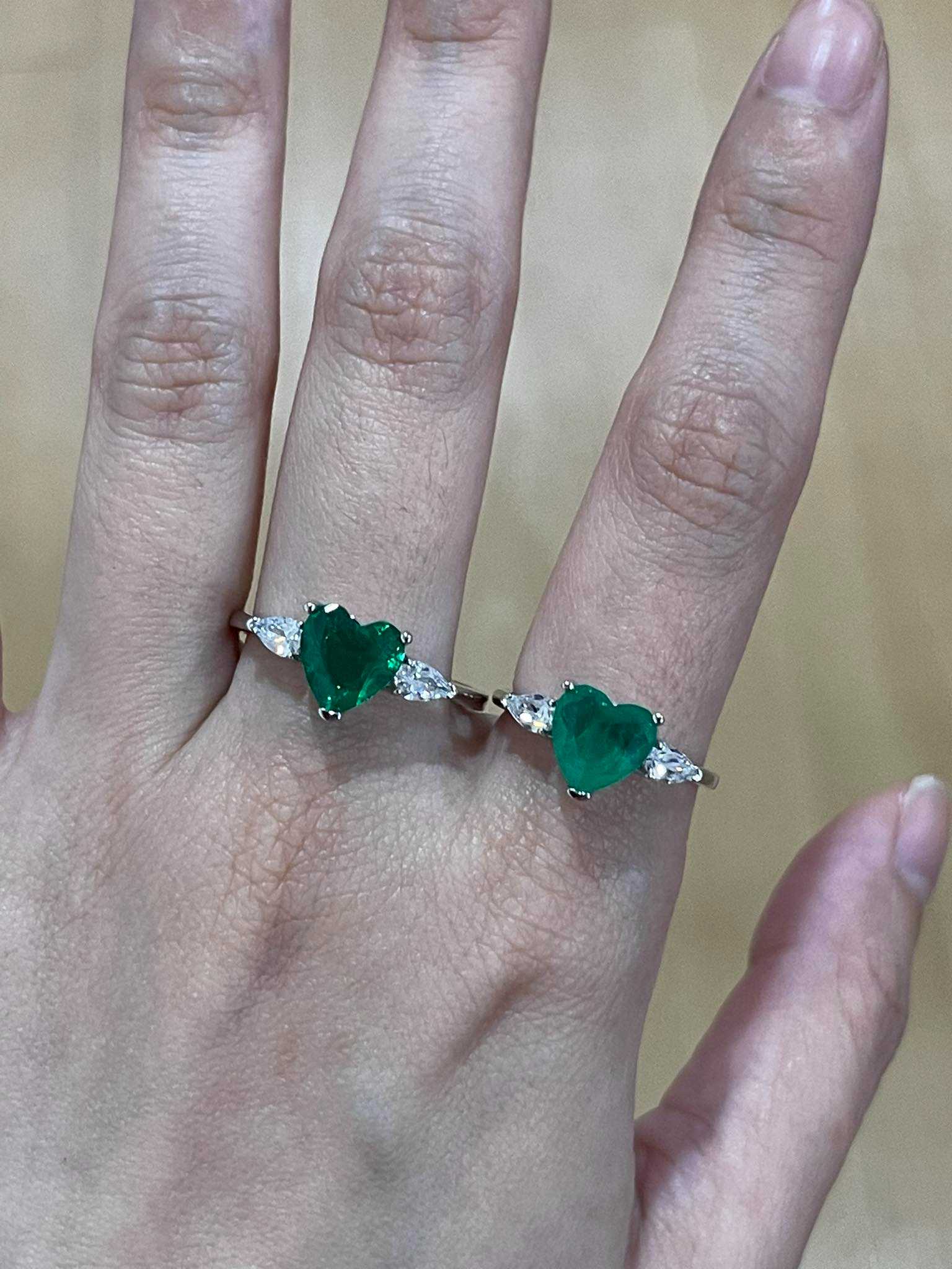 heart emerald ล้อมเพชร marquise ring