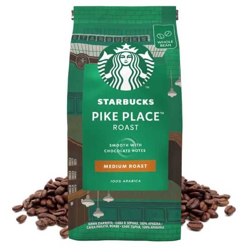 starbuck pike place midium roast 100% arabica ( แบบเม็ด ) น้ำหนัก  200 กรัม Exp.16/10/25