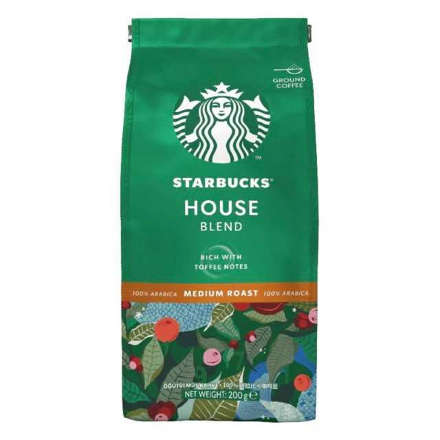 starbucks house blend midium roast 100% arabica ( แบบบด ) น้ำหนัก  200 กรัม exp. 21/08/25