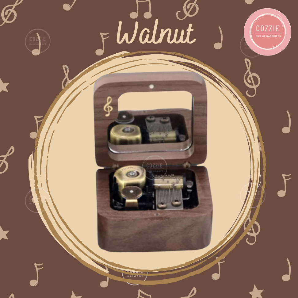 กล่องดนตรีกุญแจซอล Sankyo 🎼 สี Walnut
