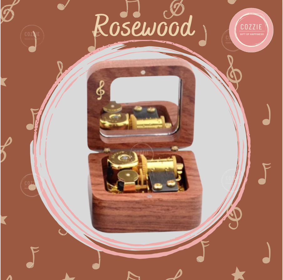 กล่องดนตรีกุญแจซอล Sankyo 🎼 สี Rosewood