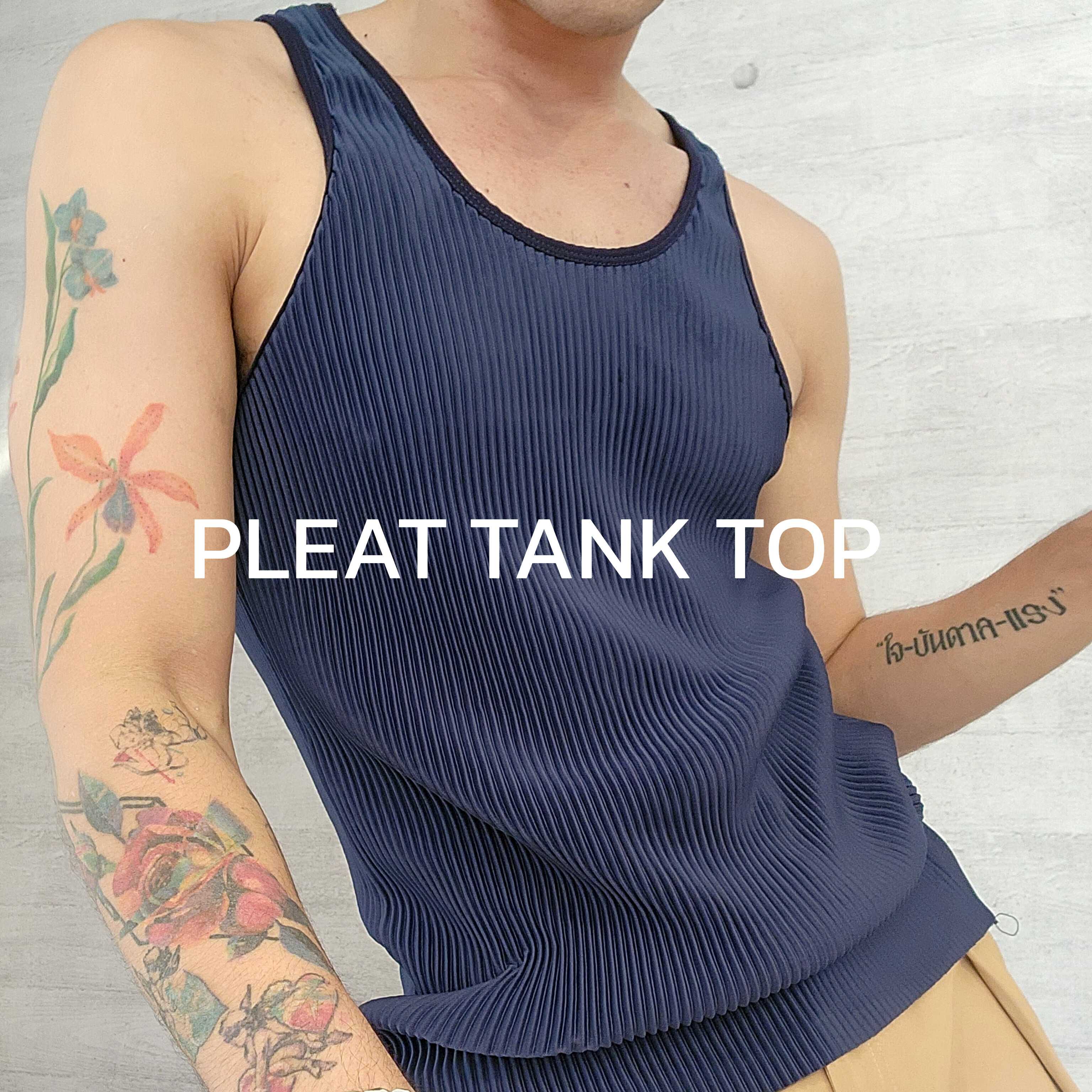 PLEAT TANK TOP  - เสื้อกล้าม  ผ้าพลีท   2 สี  น้ำเงิน ดำ