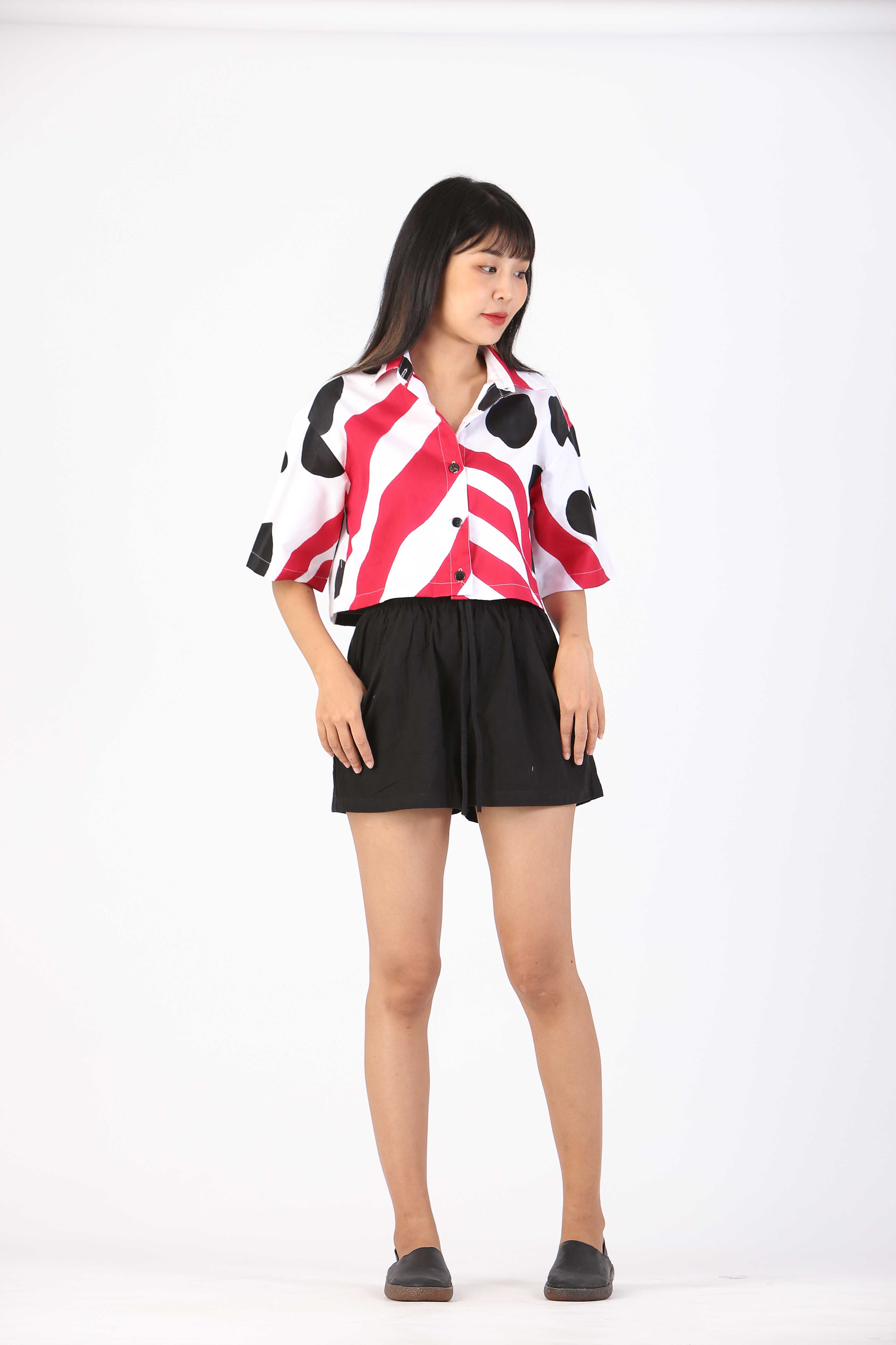(Pre-order) Shirt Crop Cotton Hand Paint Free Size