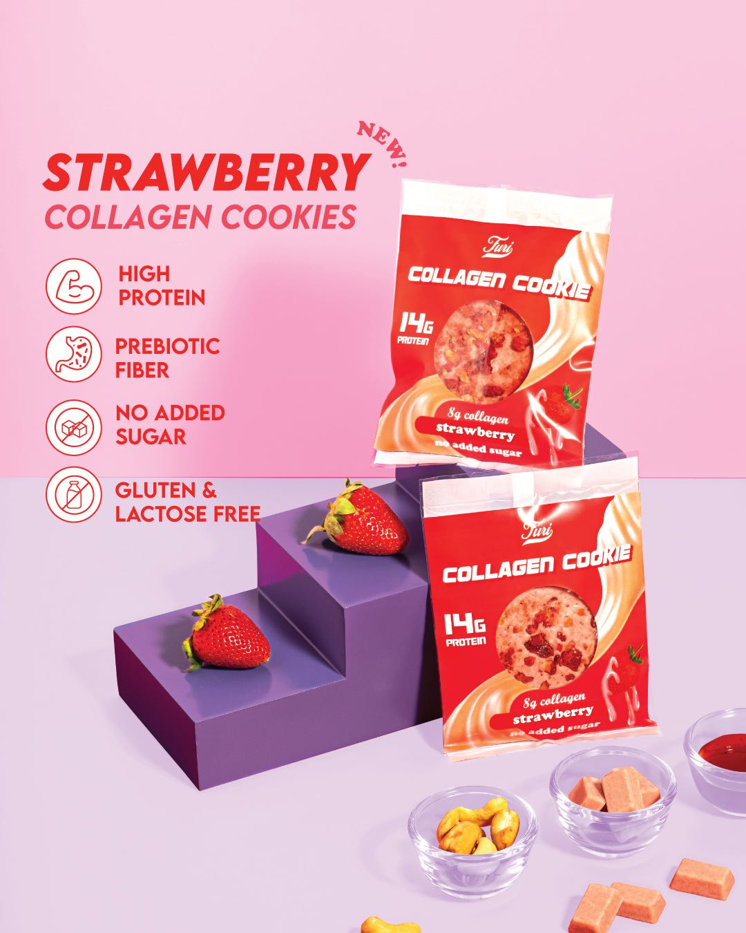 Strawberry Collagen protein cookie 🍓