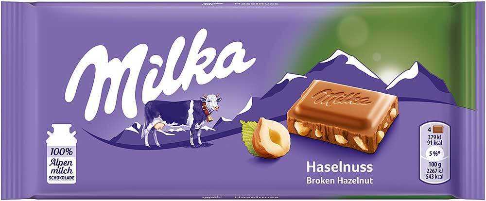 Milka Chocolate Bar Haselnuss น้ำหนัก 100 กรัม BBF26/11/25