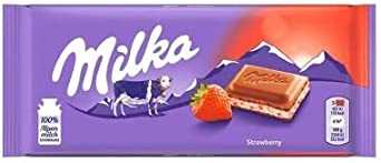 Milka Chocolate Bar Erdbeer Strawberry น้ำหนัก 100 กรัม BBF.21/10/25