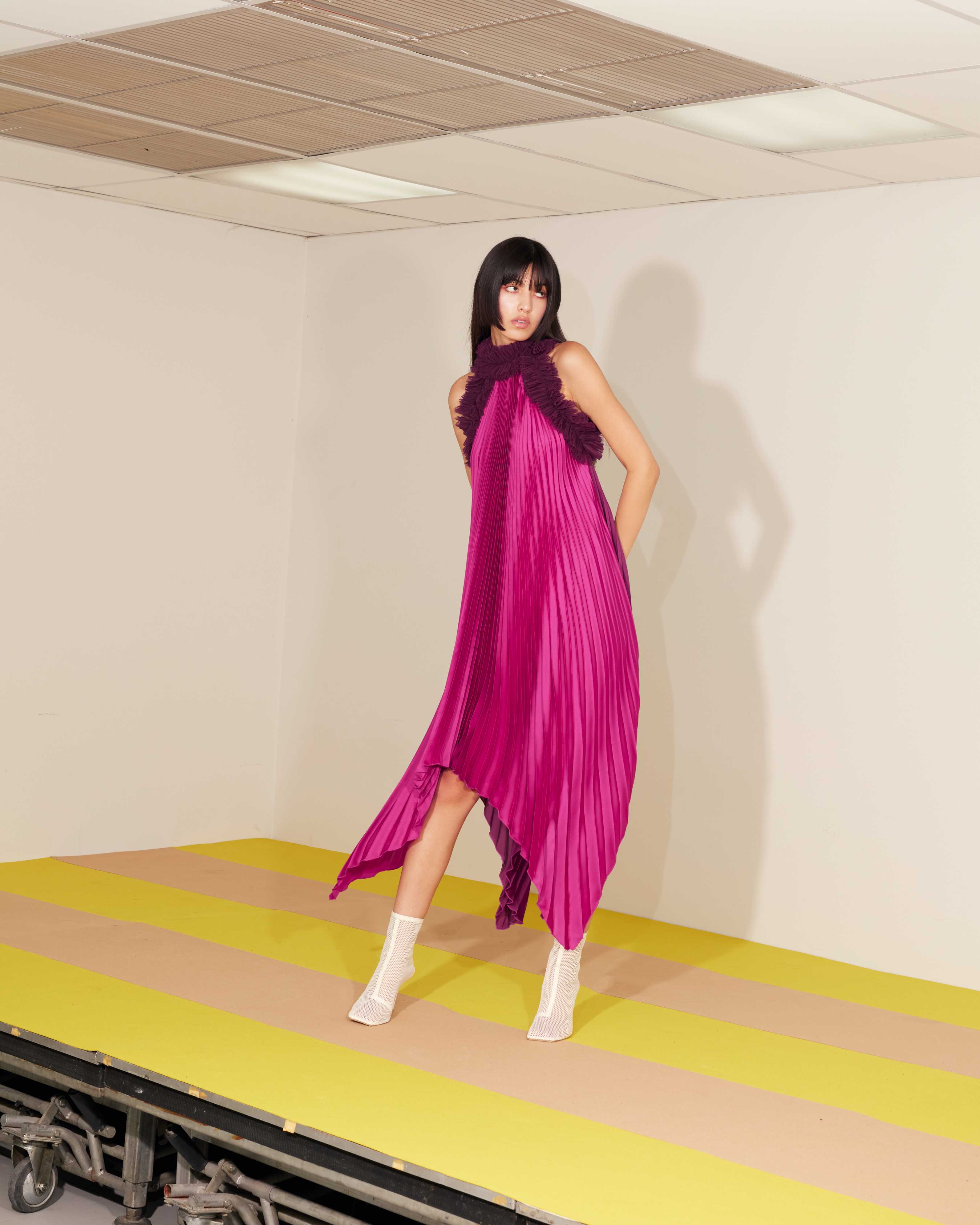 Zahara ruffle dress 2 tone - Orchid Pink