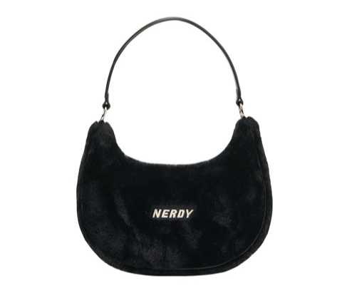 Nerdy Bag 👜 - Mully Eco Fur Two-Way Hobo Black (พร้อมส่งจากทางแบรนด์)