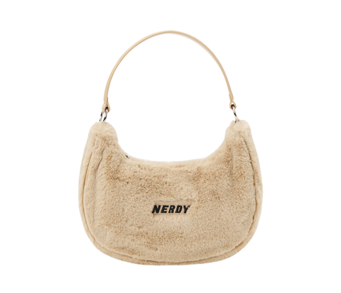 Nerdy Bag 👜 - Mully Eco Fur Two-Way Hobo Beige (พร้อมส่งจากทางแบรนด์)
