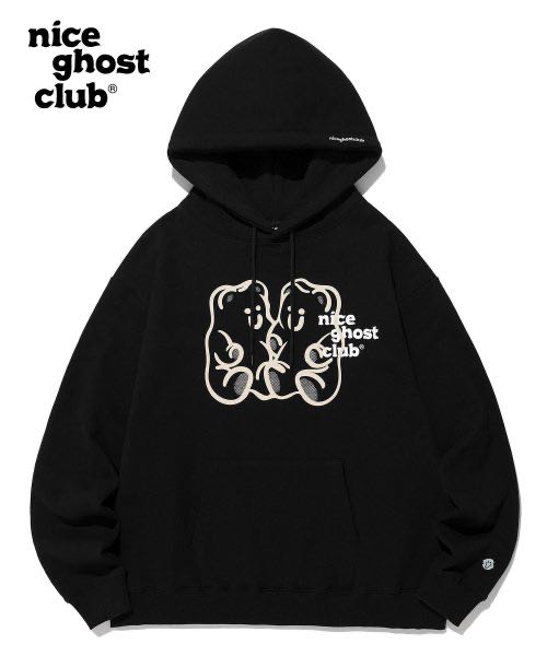(พร้อมส่ง) Nice ghost club gummy bear hoodie black