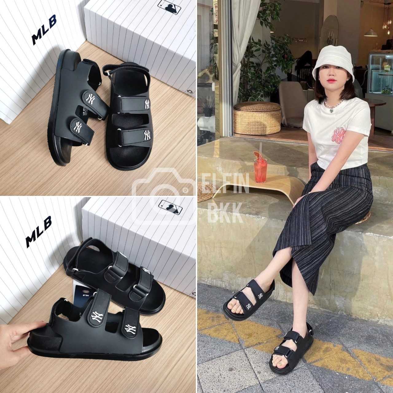 Sale🔥🔥MLB Chunky Sandals  รองเท้าแตะรัดส้น  สายคาดยางซิลิโคน สีดำ สีขาว สีครีม
