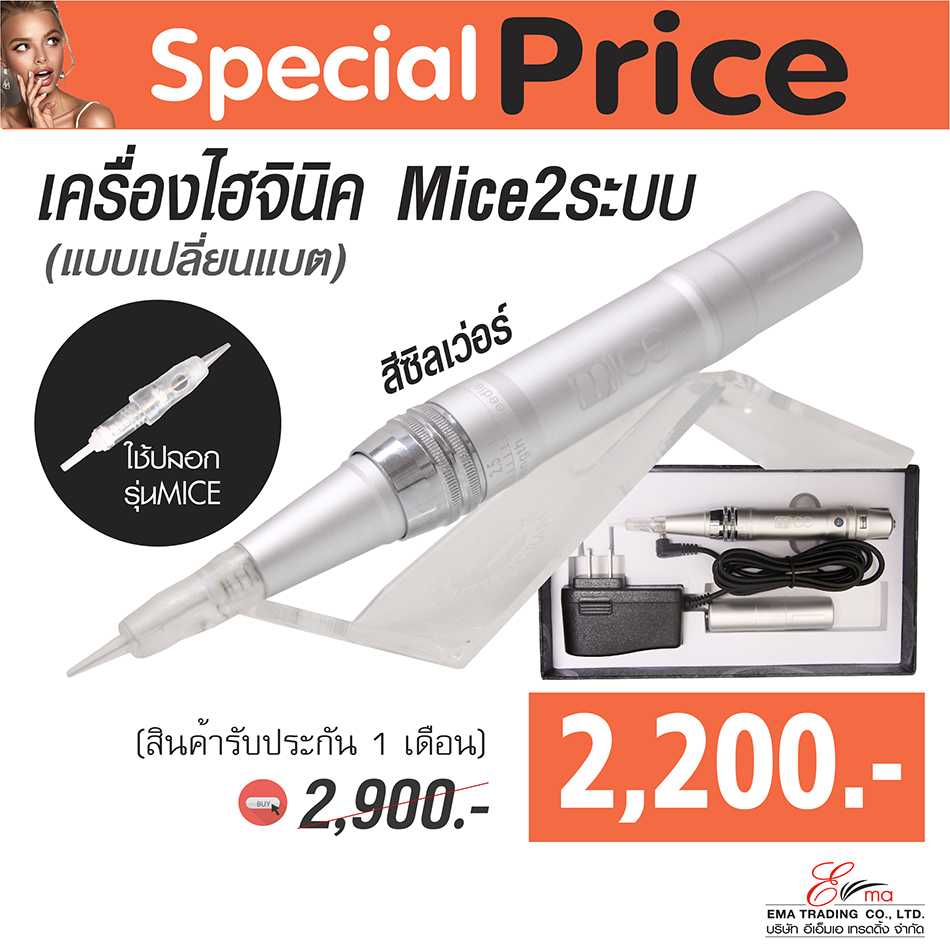 เครื่องสักไฮจินิค 2 ระบบถอดเปลี่ยนแบต MICE ราคาพิเศษ เพียง 2200.-