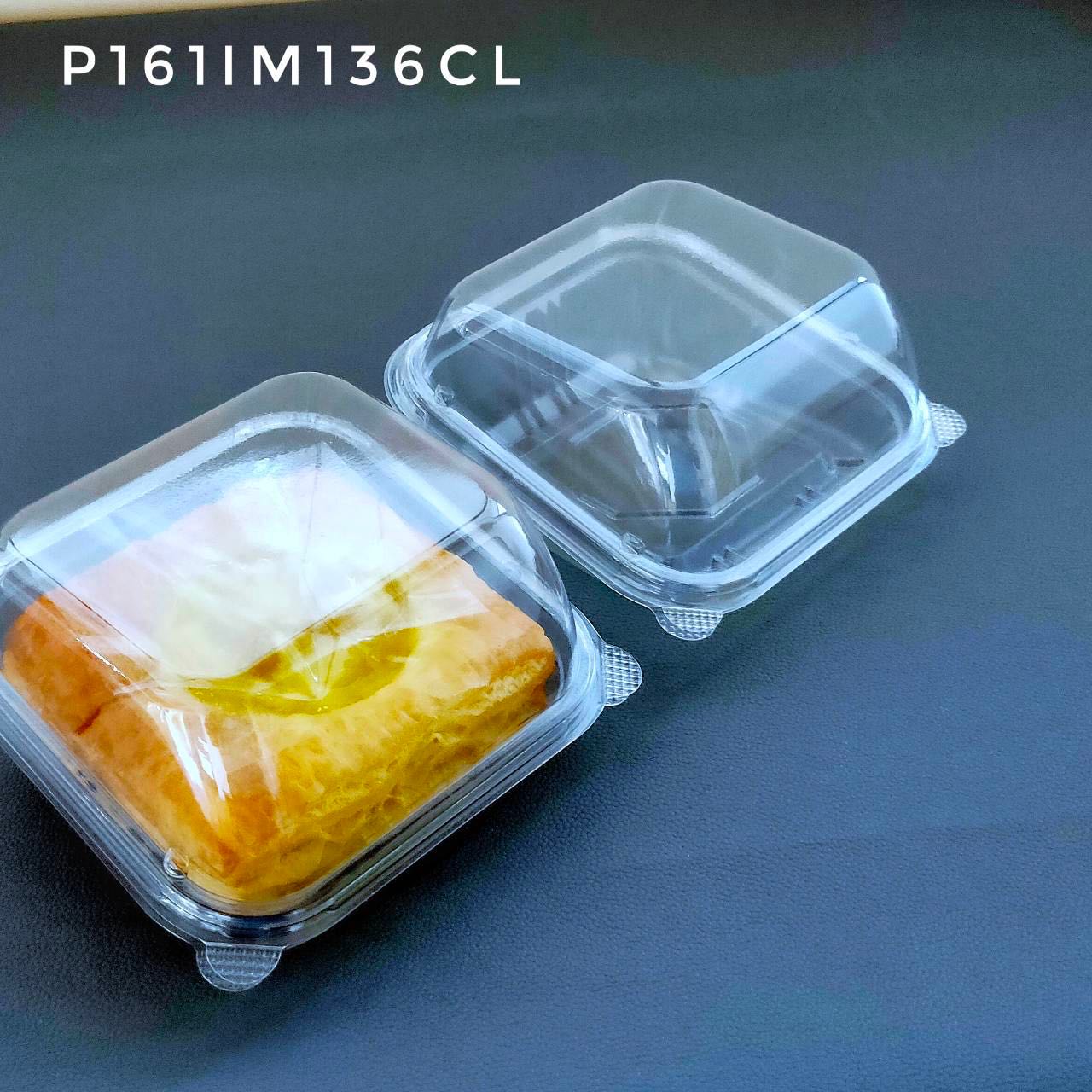 P161IM136CL กล่องขนมปังแฮมเบเกอร์ ทรงคางหมู(ห่อ10ชุด)