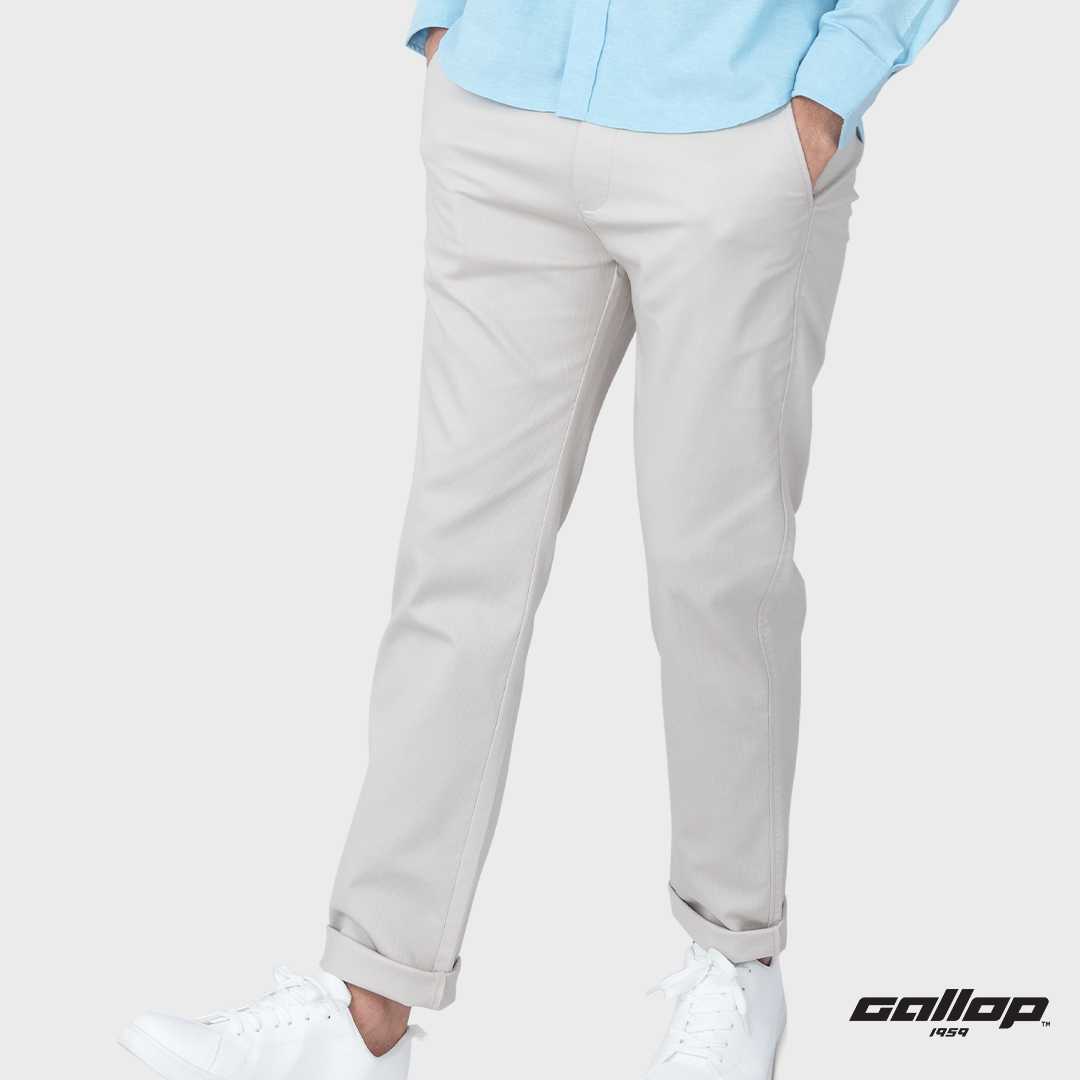 GALLOP : Men's Wear Chino Striped Pants กางเกงขายาว รุ่น ผ้าทอริ้ว GL9009 สี Ivory