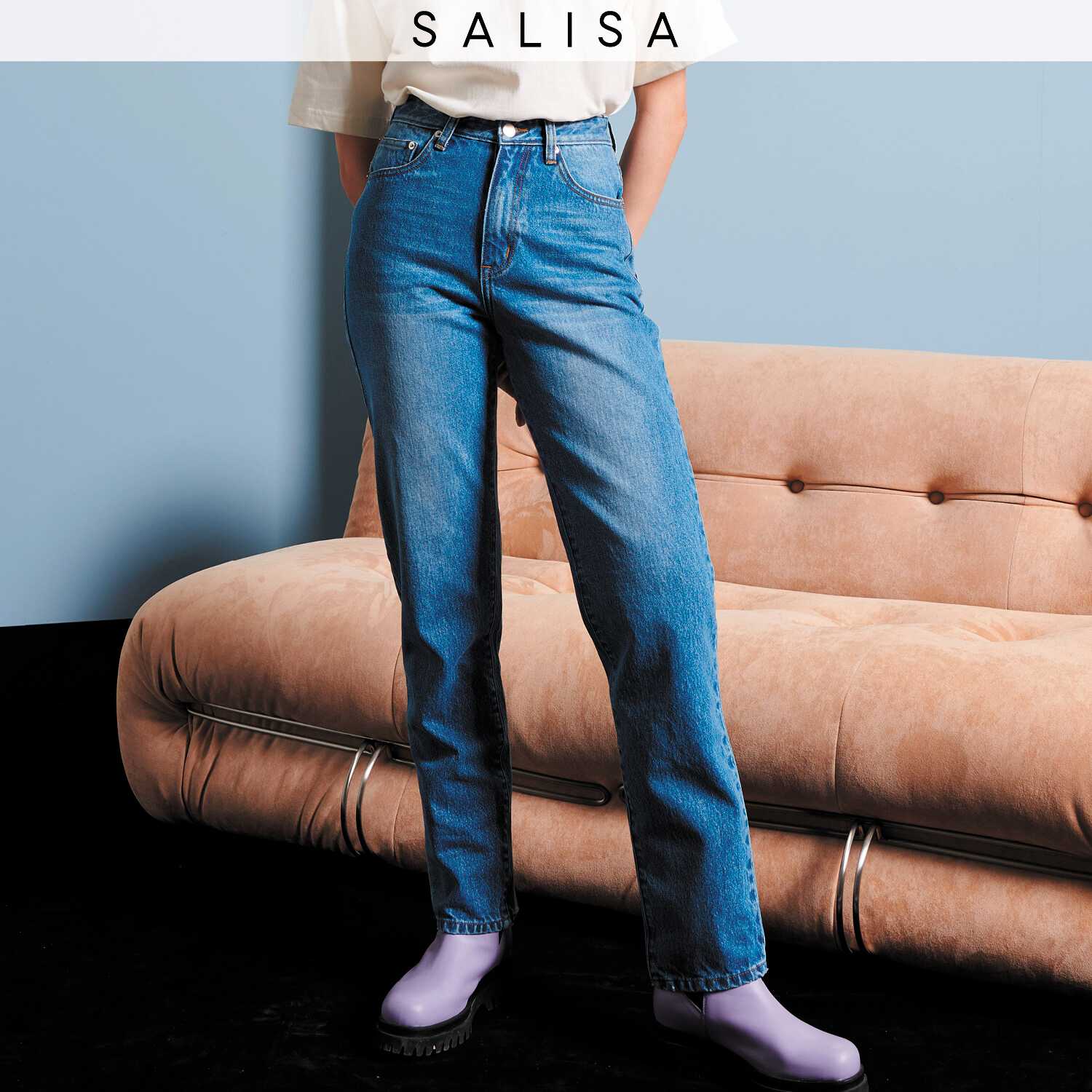 JEANS Straight Mid Blue