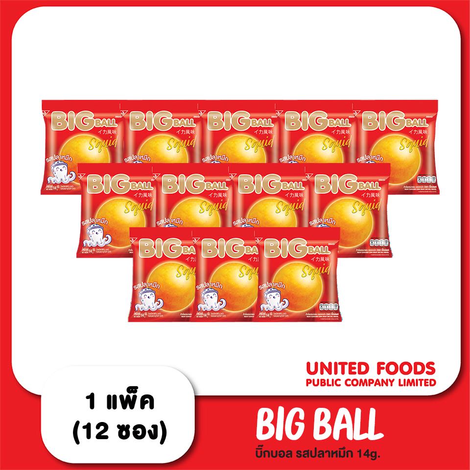 ข้าวโพดอบกรอบ ตราบิ๊กบอล รสปลาหมึก 14g. 1x12x12