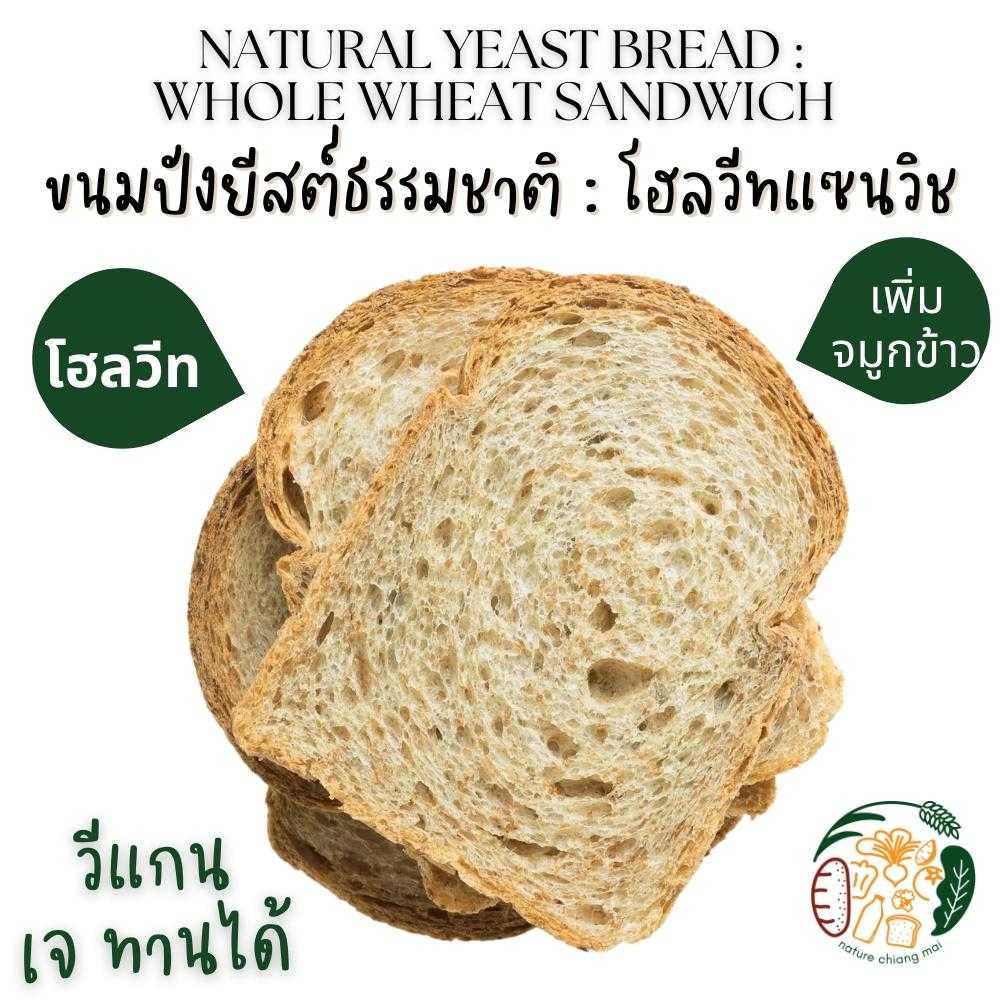 ขนมปังยีสต์ธรรมชาติ โฮลวีทแซนวิช (แบบแผ่น) : Whole Wheat Sandwich Natural Yeast Bread