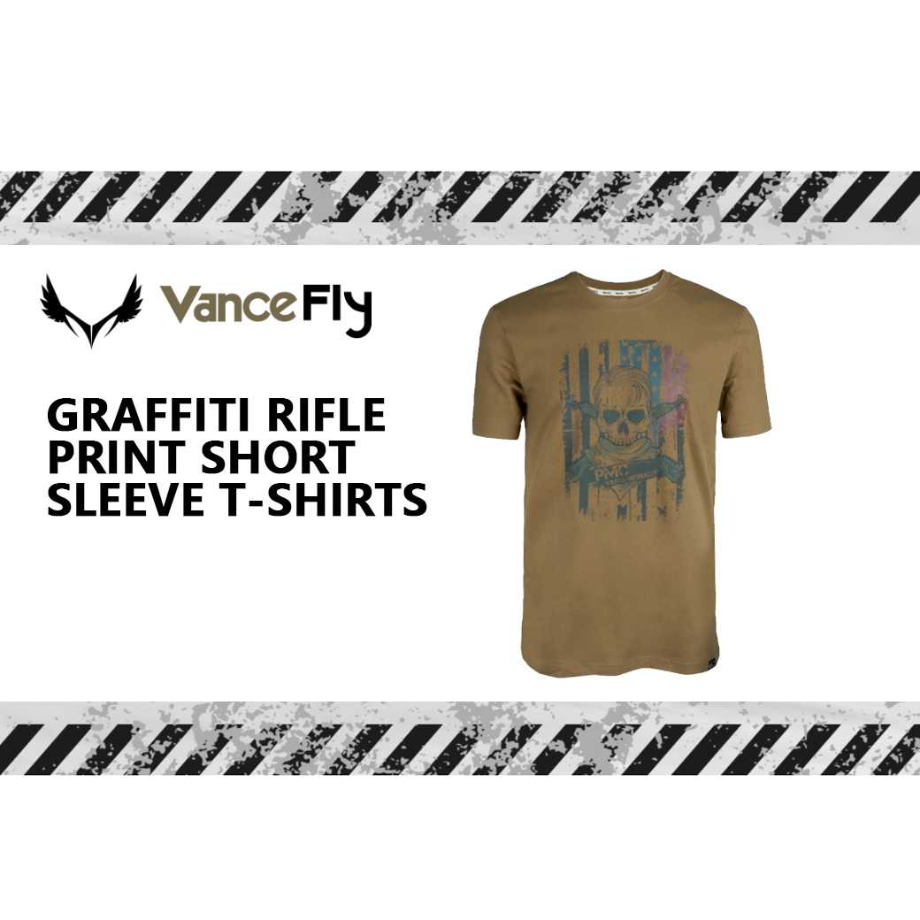 Graffiti Rifle Print Short Sleeve T-Shirts