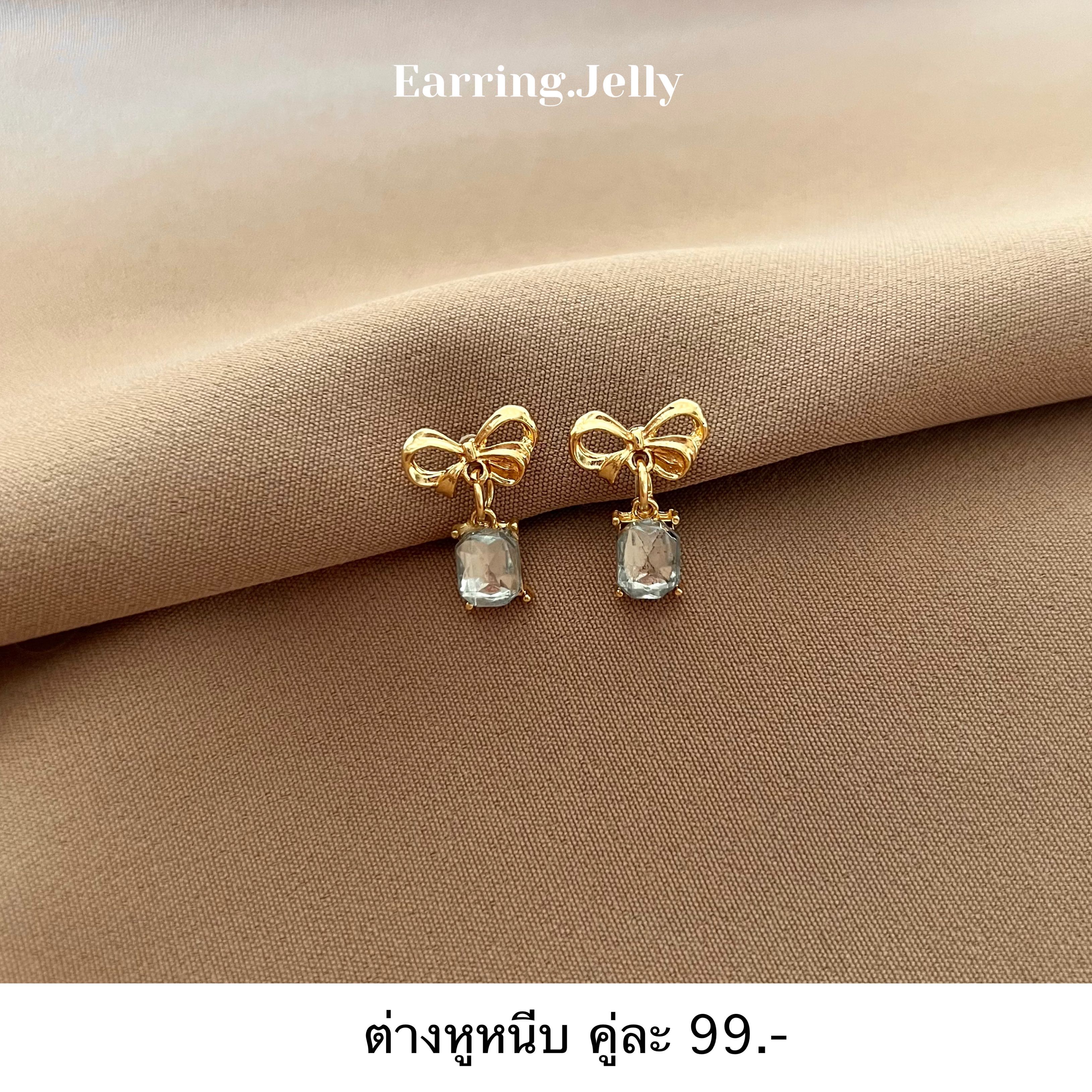 ✨☁️ โบว์ห้อยเพชรสี่เหลี่ยม แป้นใส 