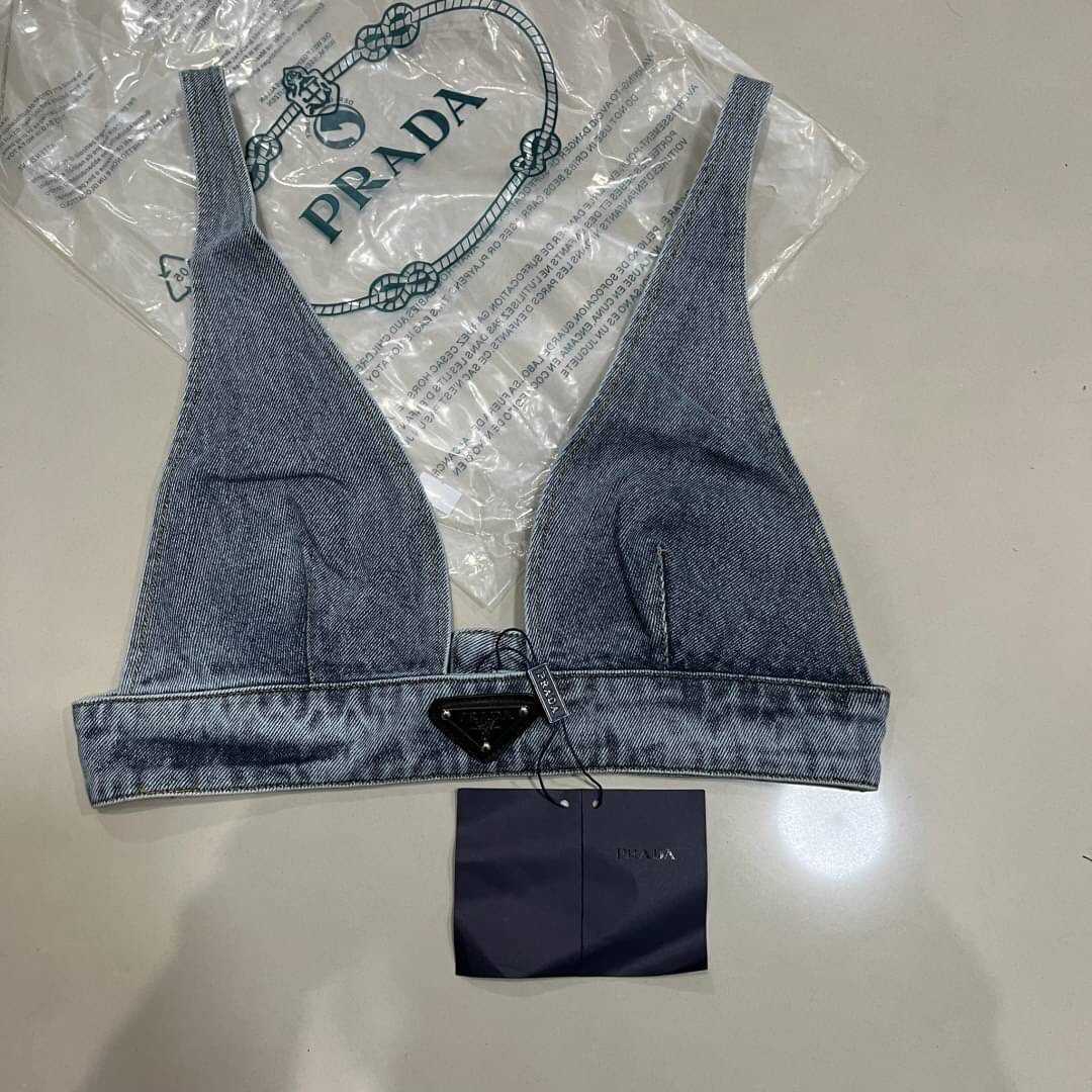 PRADA ORGANIC DENIM TOP เสื้อชั้นใน บราผ้ายีนส์ แบรนด์ปราด้า