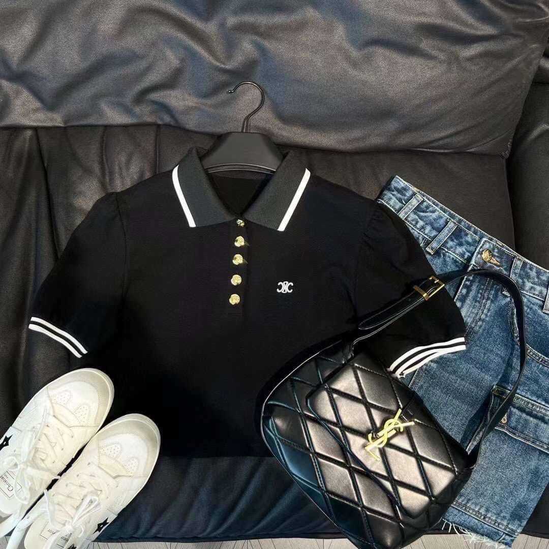 CELINE EMBROIDERED LOGO POLO SHIRT เสื้อคอปกโปโล แบรนด์ซีลีน