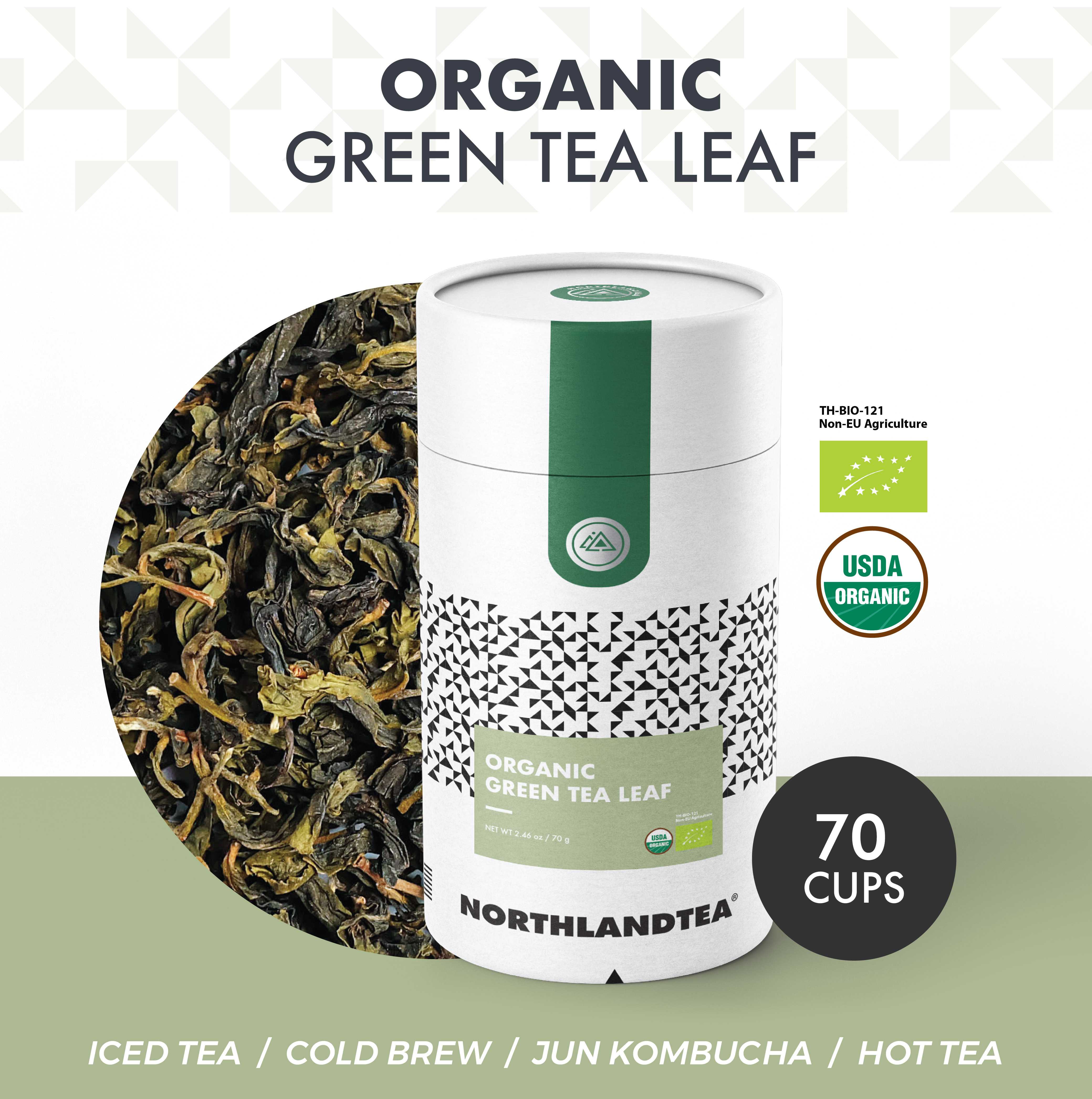 ชาเขียว USDA & EU ออร์แกนิค ขนาด 70 กรัม HOT & ICED TEA / COLD BREW / KOMBUCHA