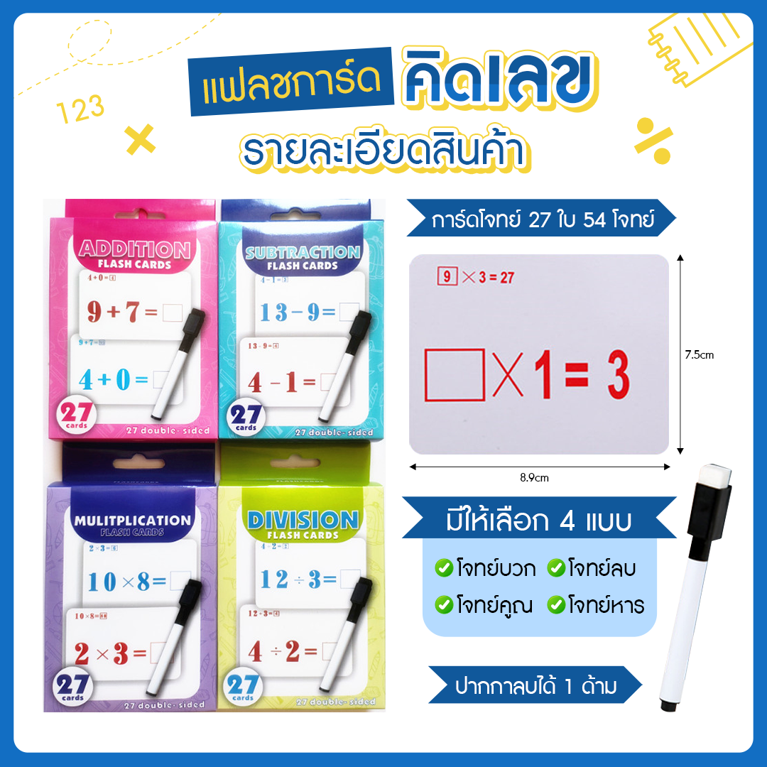 แฟลชการ์ดคิดเลข บวก ลบ คูณ หาร