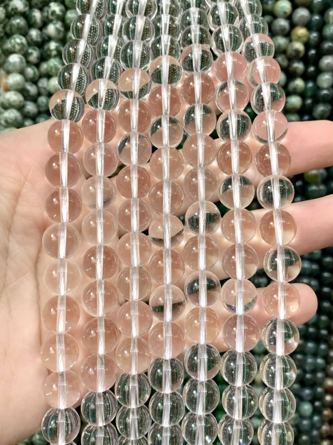 ควอตซ์ เนื้อใส (Clear Quartz) ทรงกลม เส้นยาว