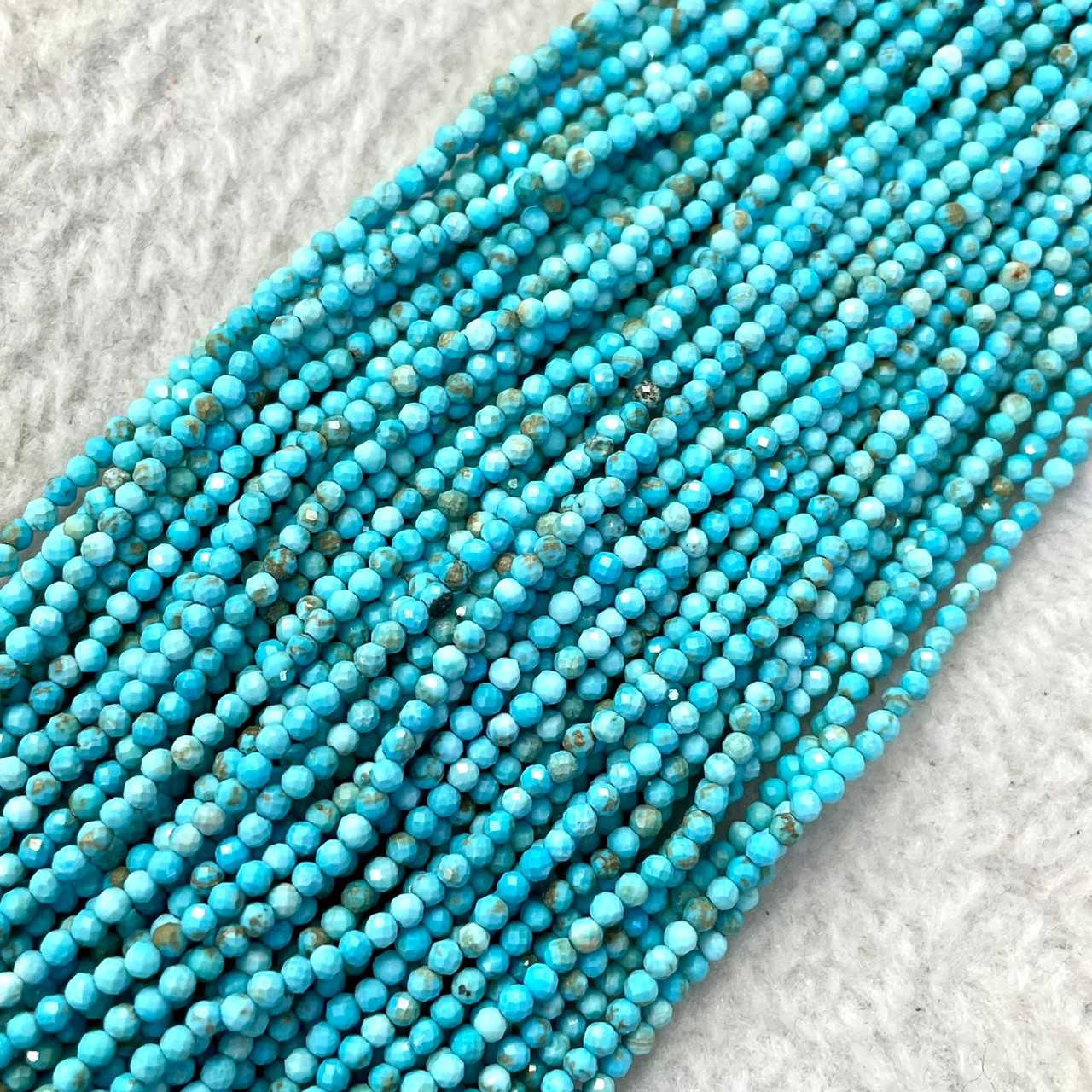เทอร์ควอยซ์ อเมริกา (USA Turquoise) 2 mm เจียเหลี่ยม เส้นยาว