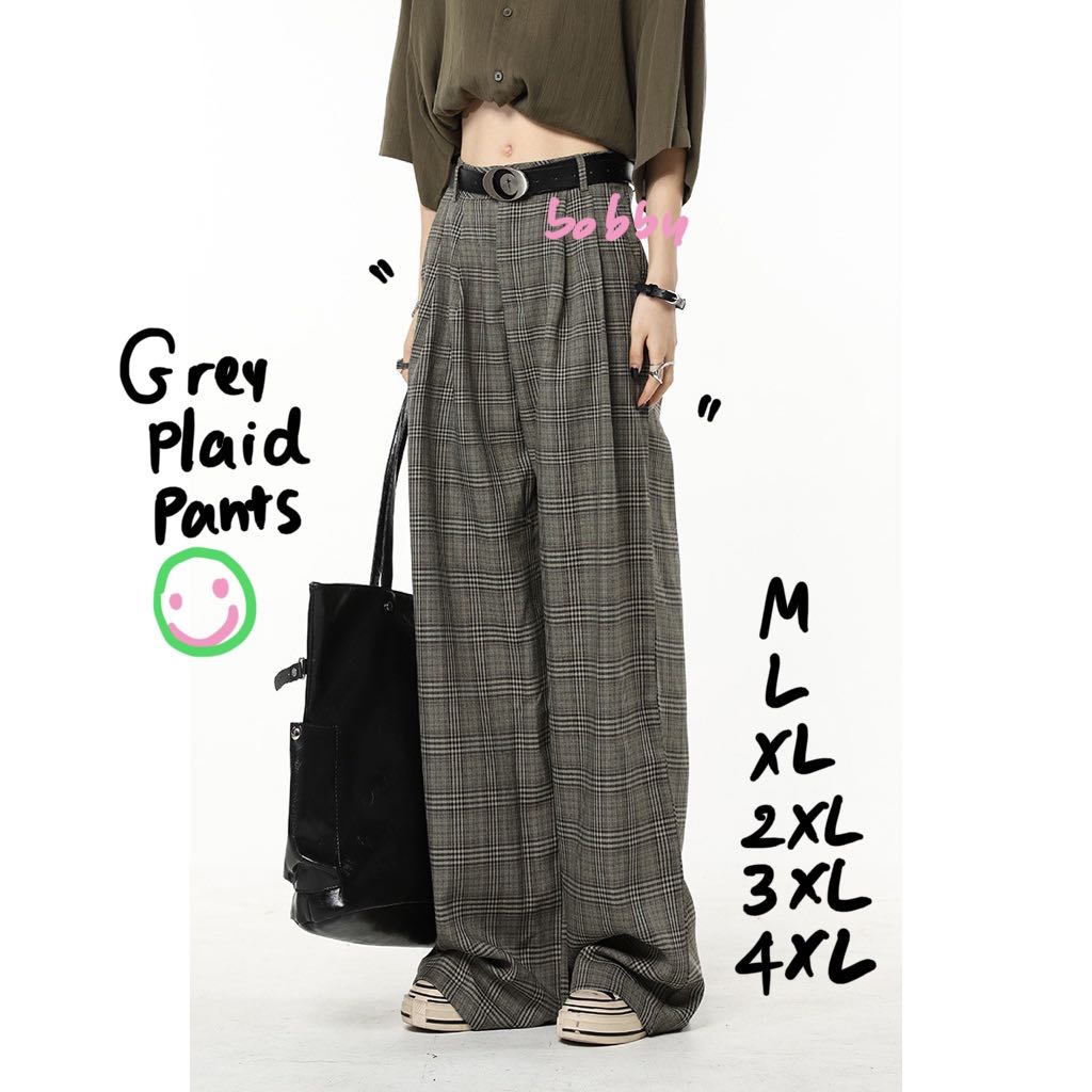 (PRE ORDER) GREY PLAID PANTS