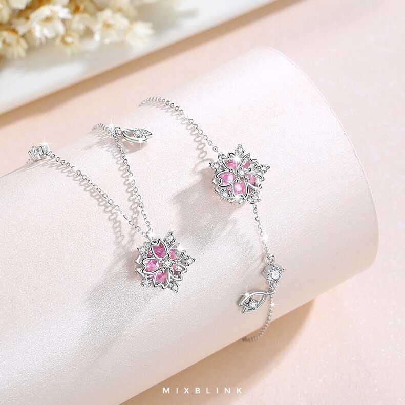 สร้อยคอ , สร้อยข้อมือ Sakura - ส่งฟรี EMS ( เงินแท้ 92.5% )
