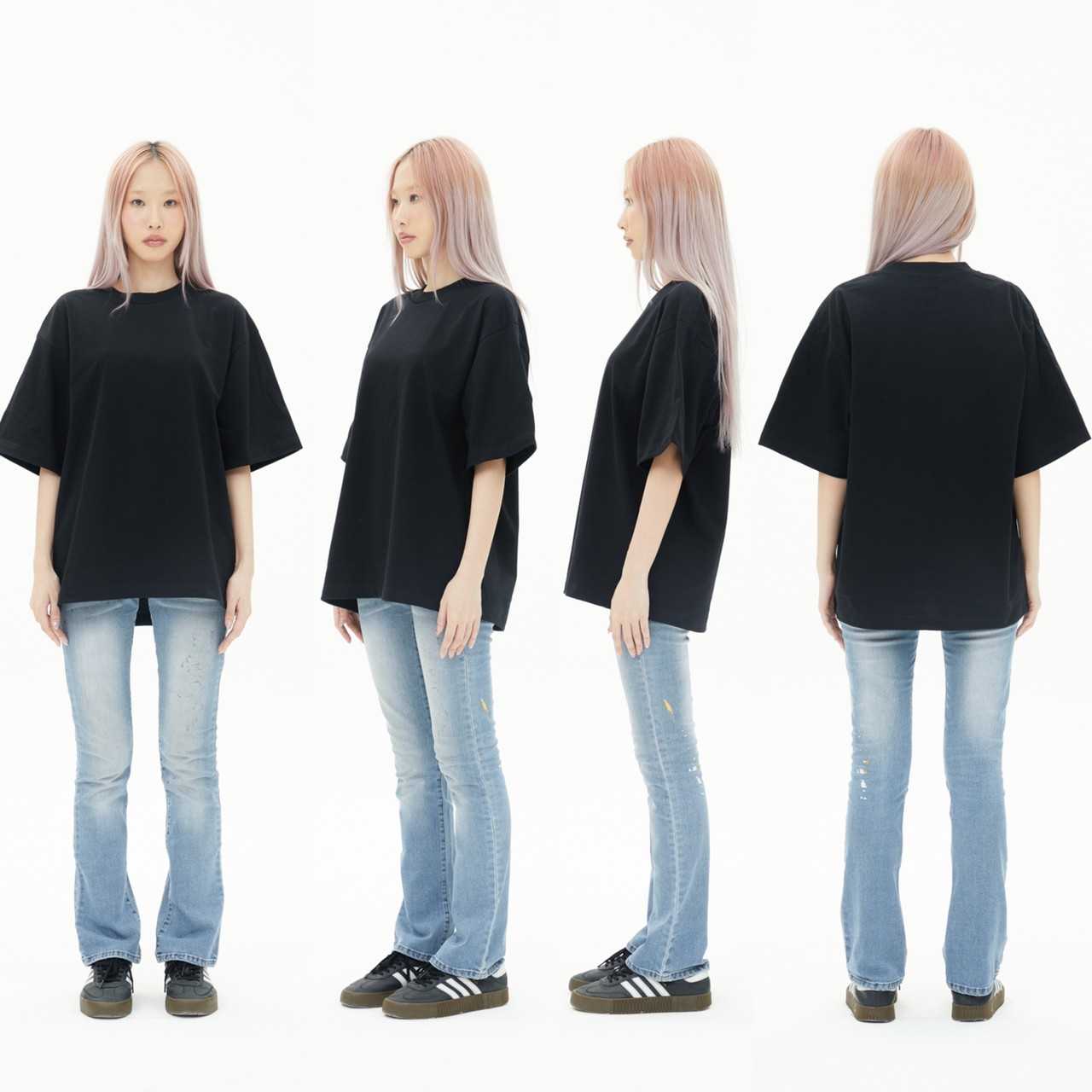 OV04 Black เสื้อยืดสีดำ Cotton20 Oversize