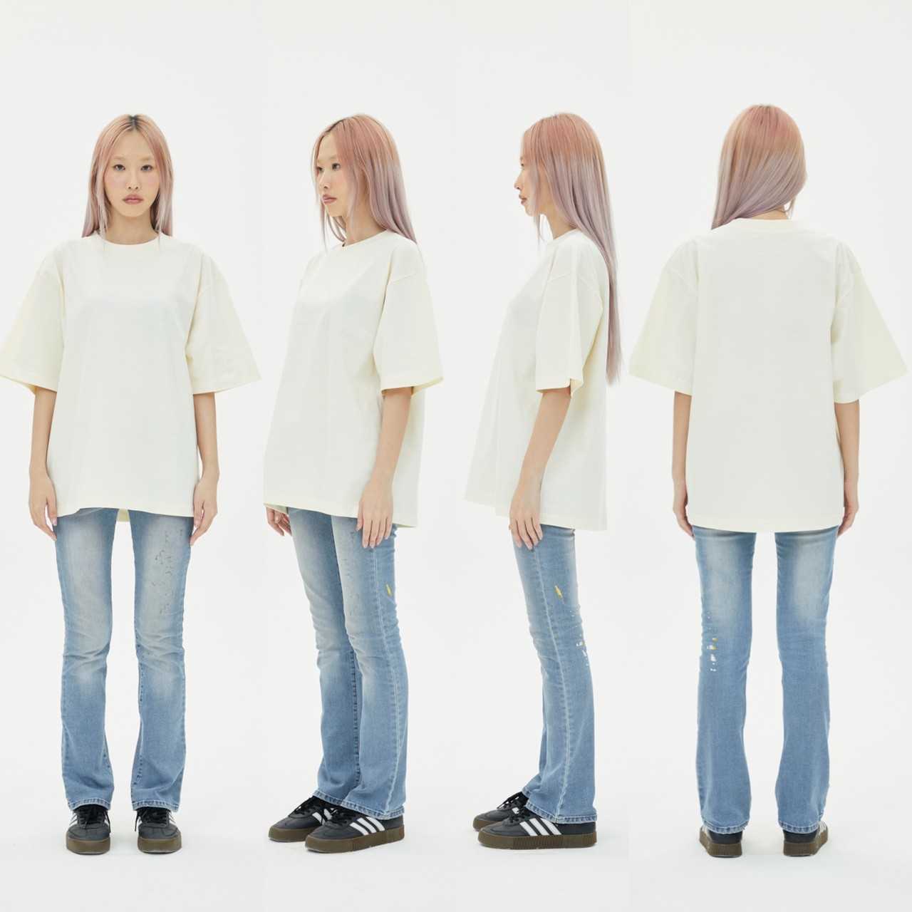 OV05 cream เสื้อยืดสีครีม Cotton20 Oversize