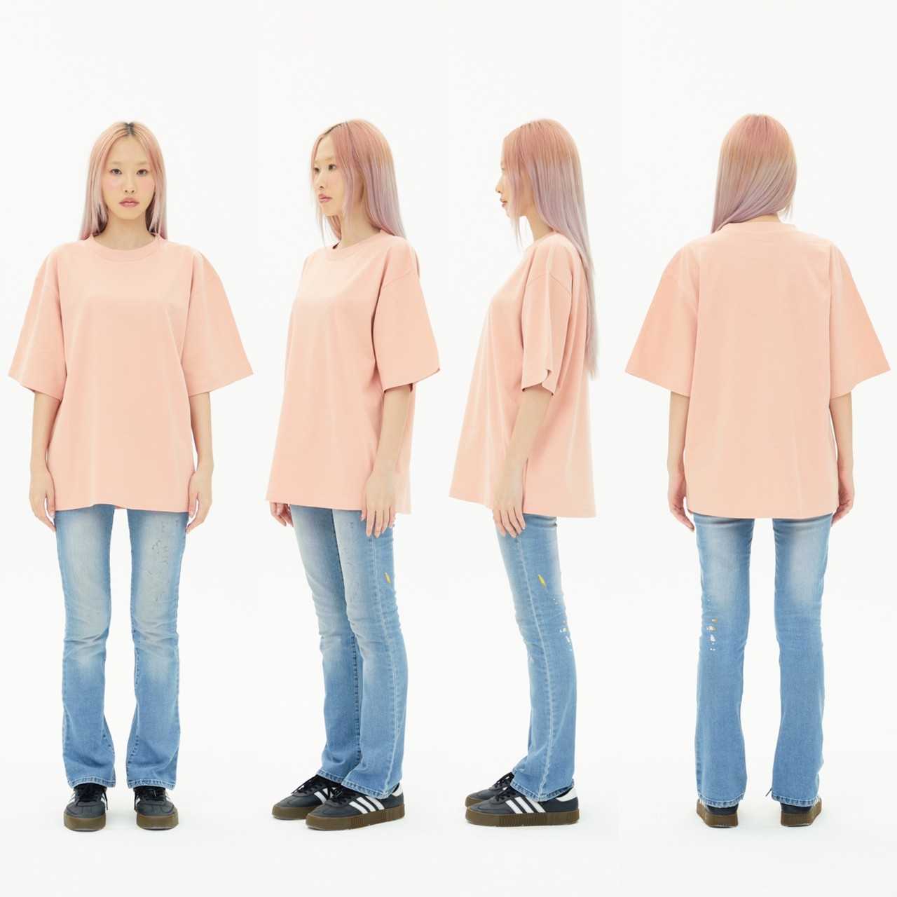 OV07 Rose เสื้อยืดสีโอรส Cotton20 Oversize