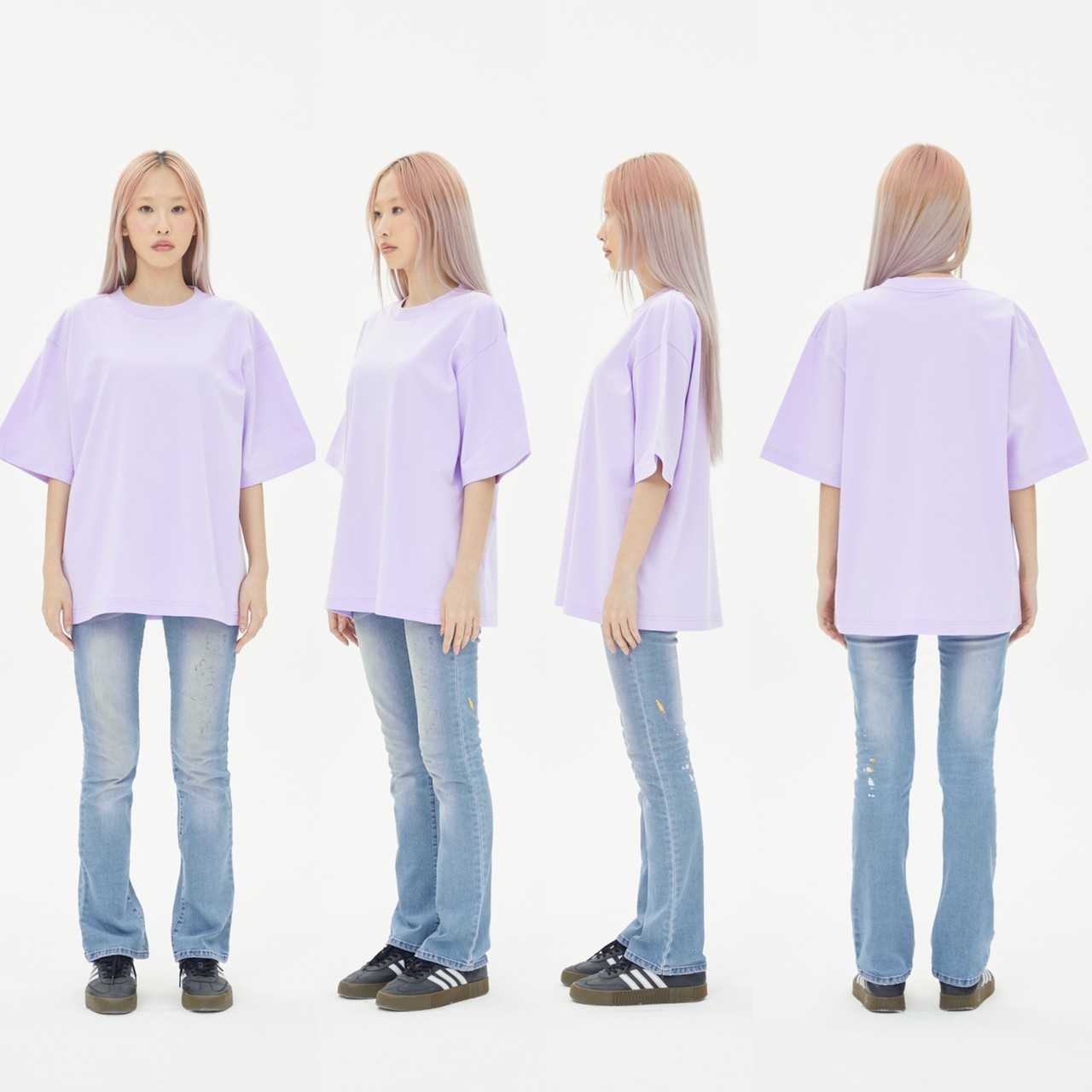 OV16 Light Purple เสื้อยืดสีม่วงอ่อน Cotton20 Oversize