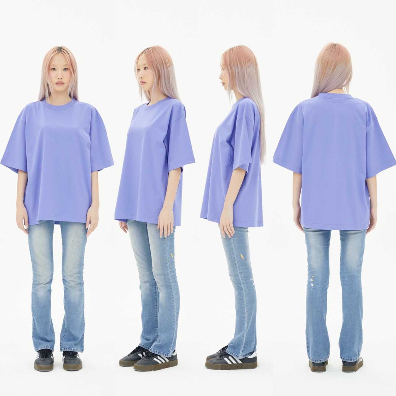 OV17 Purple เสื้อยืดสีม่วง Cotton20 Oversize