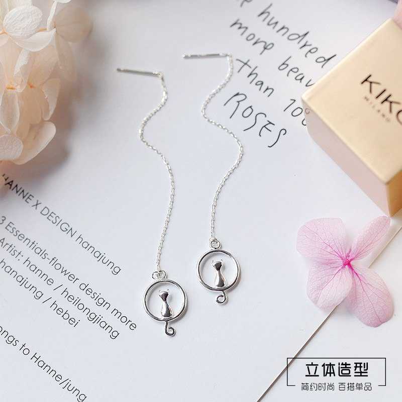 🐱😺 ต่างหูน้องแมว ต่างหูระย้า ต่างหูเงิน ต่างหูมินิมอล minimal 😺 FashionLoverShop 😺 ส่งฟรี 🐱