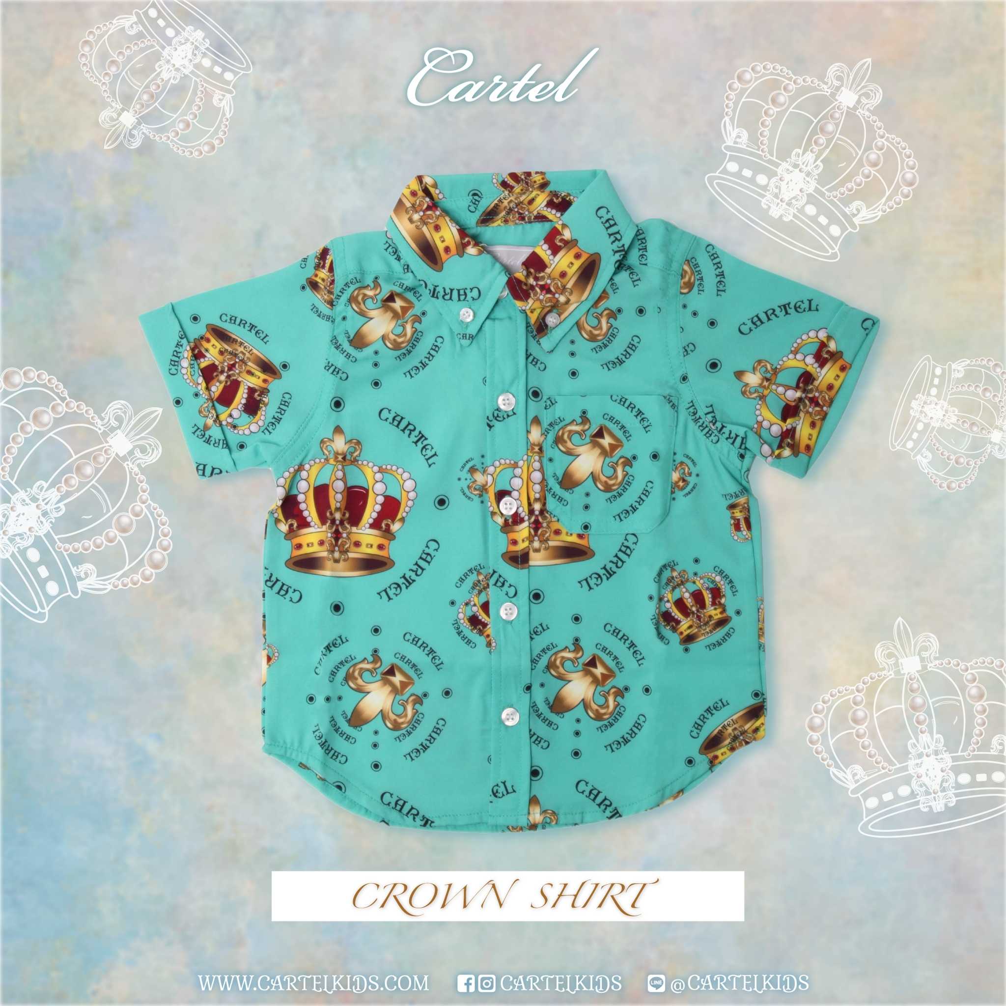 (CL) CROWN SHIRT เสื้อเชิ้ตเด็กสีเขียวมิ้น Cartelkids