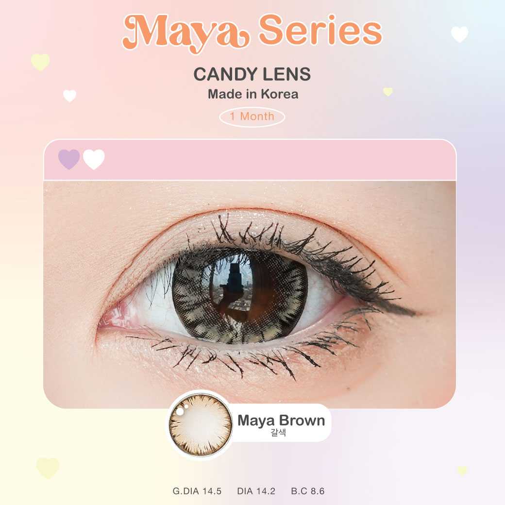 Candy lens คอนแทคเลนส์ รุ่น Maya น้ำตาล พร้อมส่งแบบปกติ และค่าสายตาสั้น 0.00-10.00