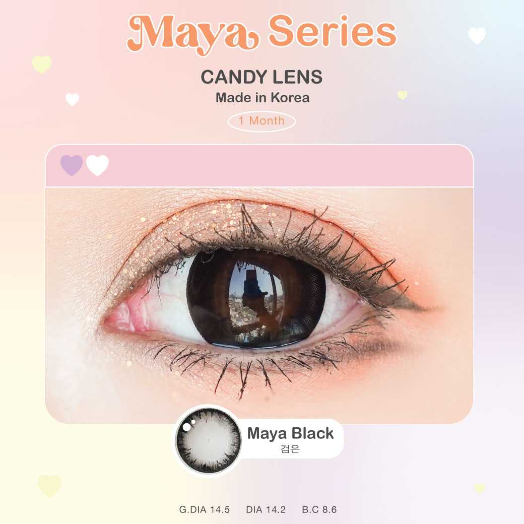 Candylens คอนแทคเลนส์ รุ่น Maya ดำ พร้อมส่งแบบปกติ และค่าสายตาสั้น 0.00-7.00