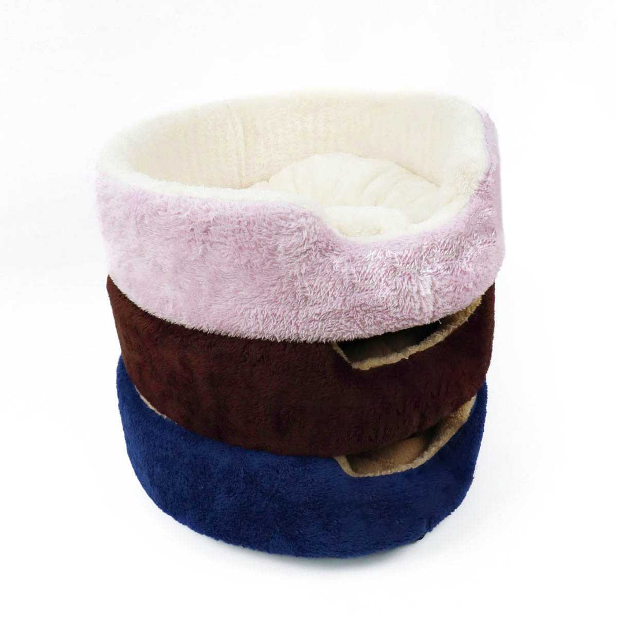 Pet bed - ที่นอนสัตว์เลี้ยงวงกลมผ้าขนนุ่มนิ่มทูโทน