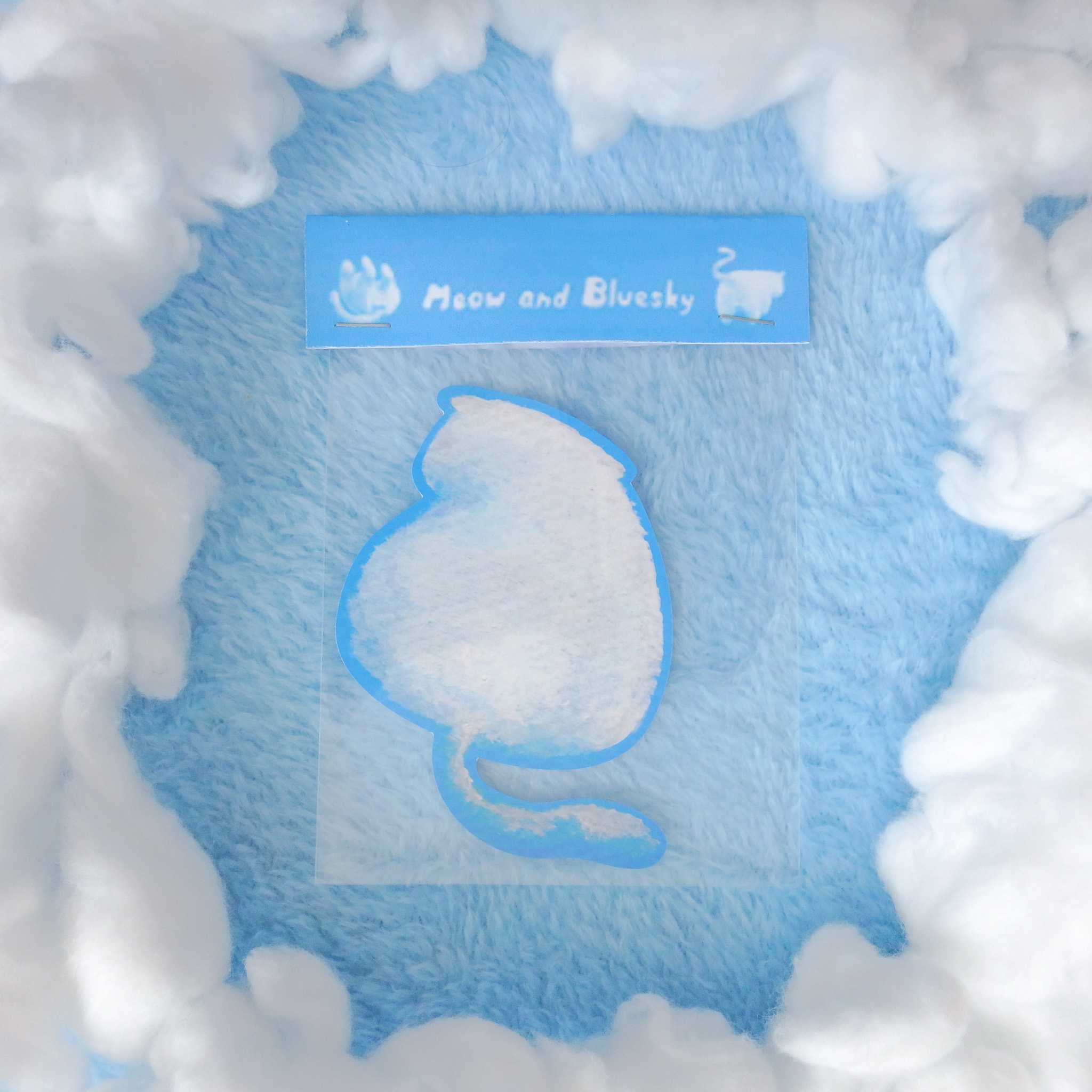 (Meow and Bluesky) Sticker flake ลาย ก้อนเมฆแมวหันหลัง